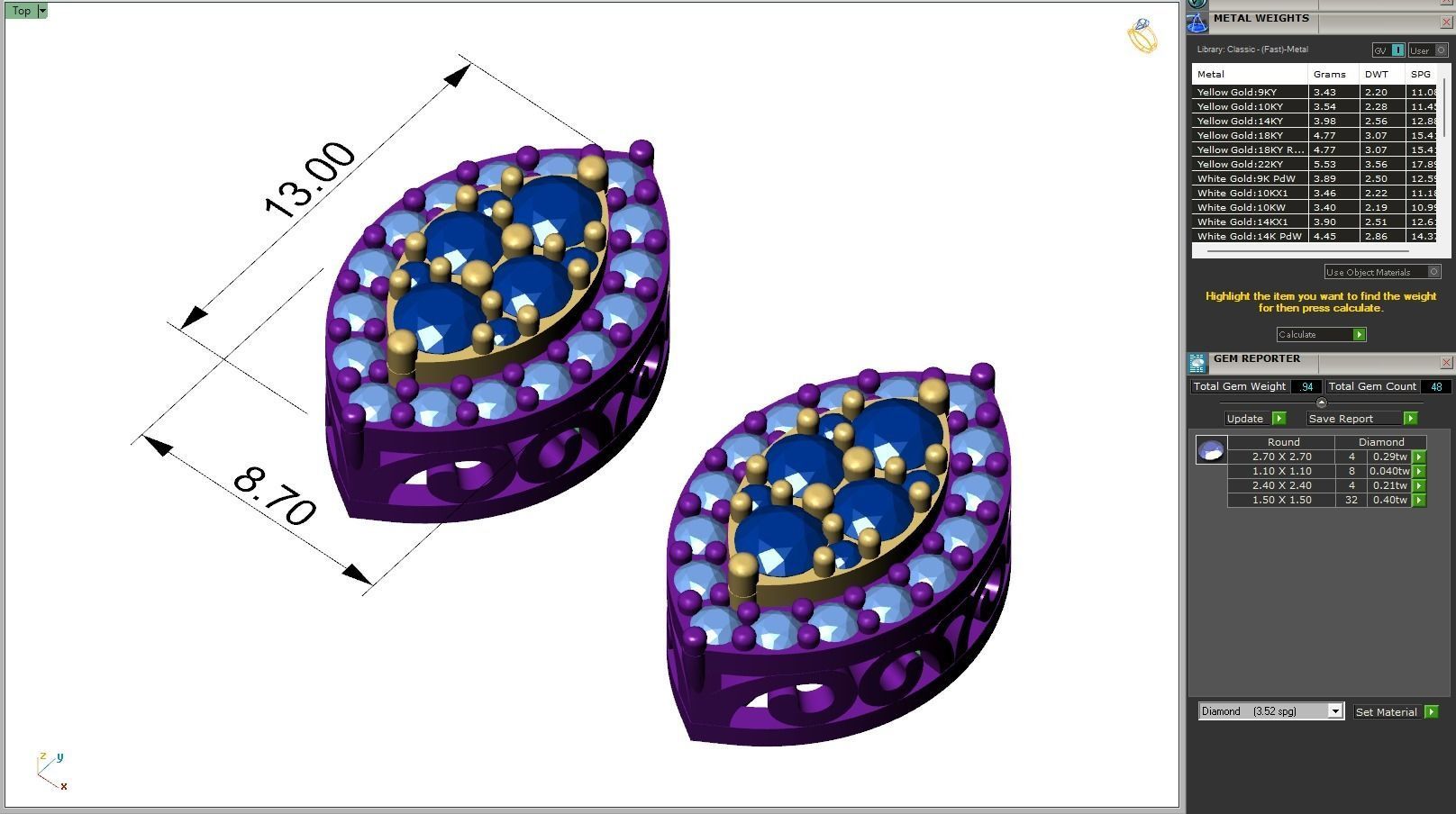 Custom Marquise Shape Diamond Stud Earring - Unisex 3D print model_6