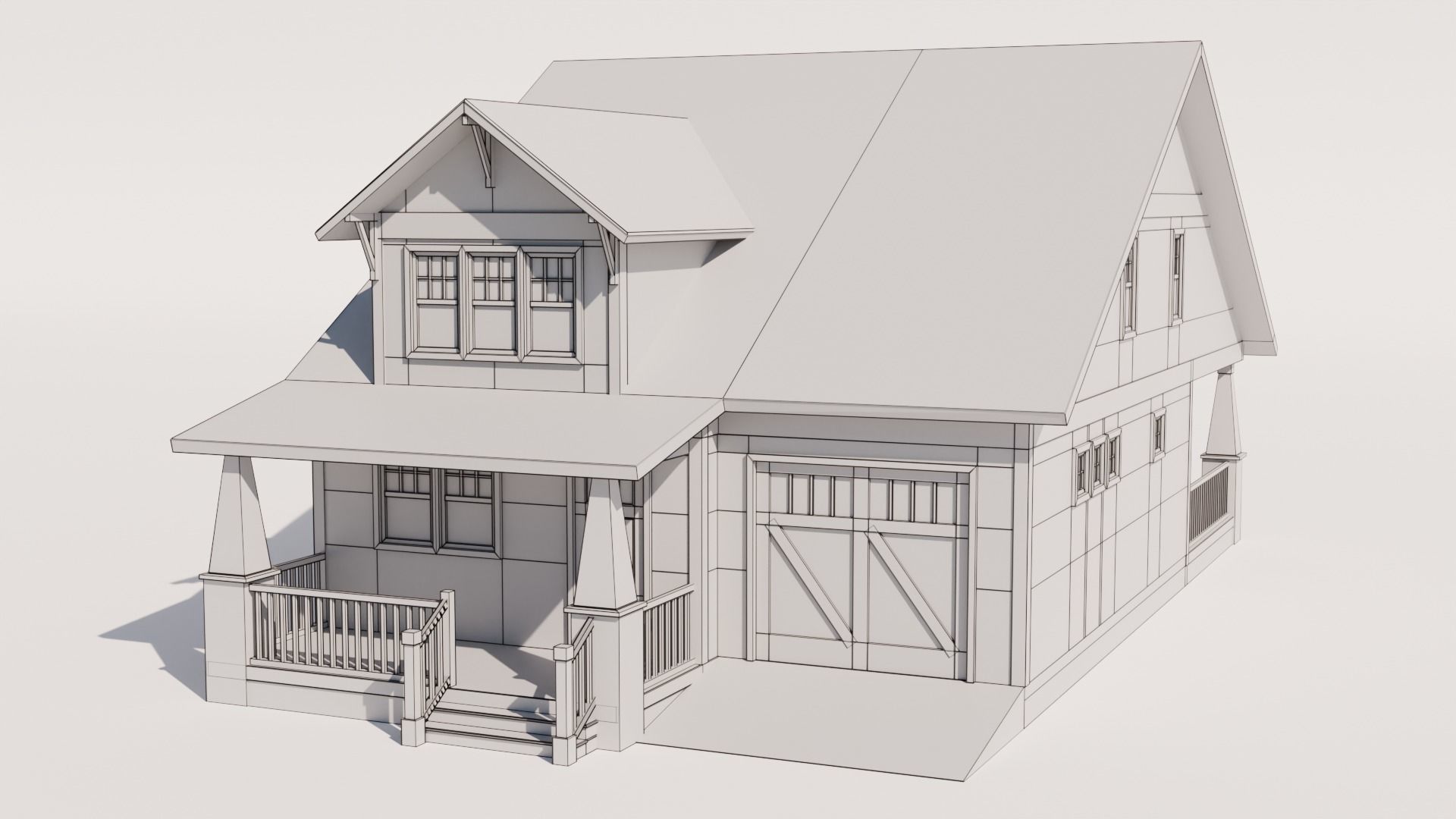 Craftsman Style House Model 2 Low-poly 3D model_10