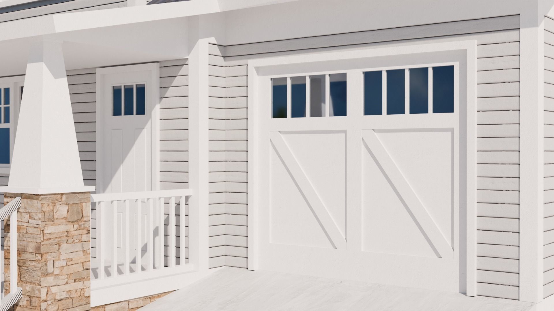 Craftsman Style House Model 2 Low-poly 3D model_7