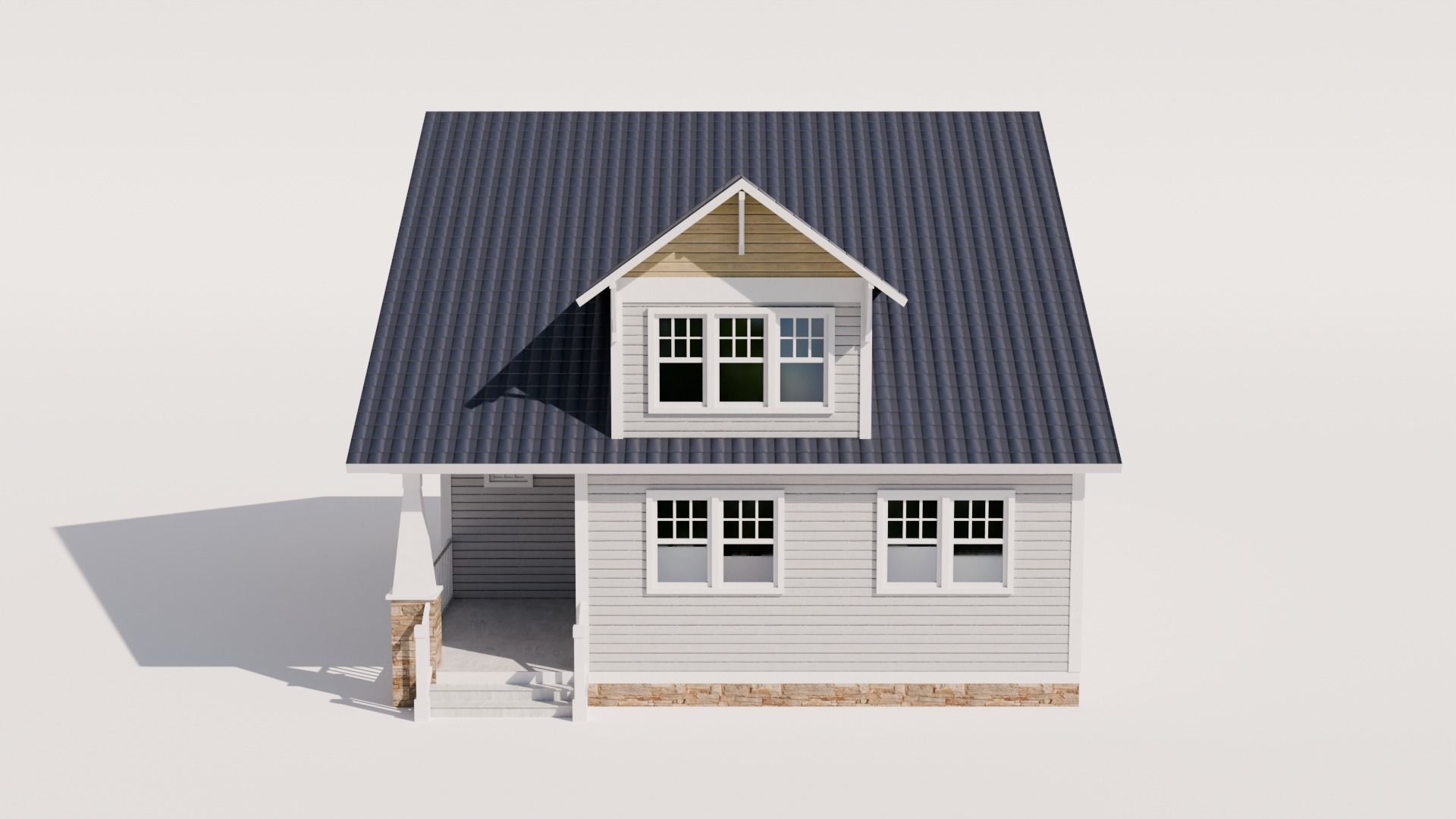 Craftsman Style House Model 2 Low-poly 3D model_4