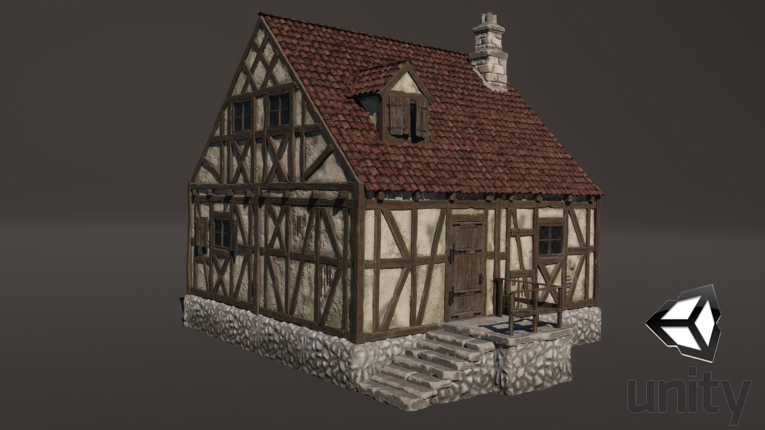 Medieval House 08 Game Ready Low-poly 3D model_5