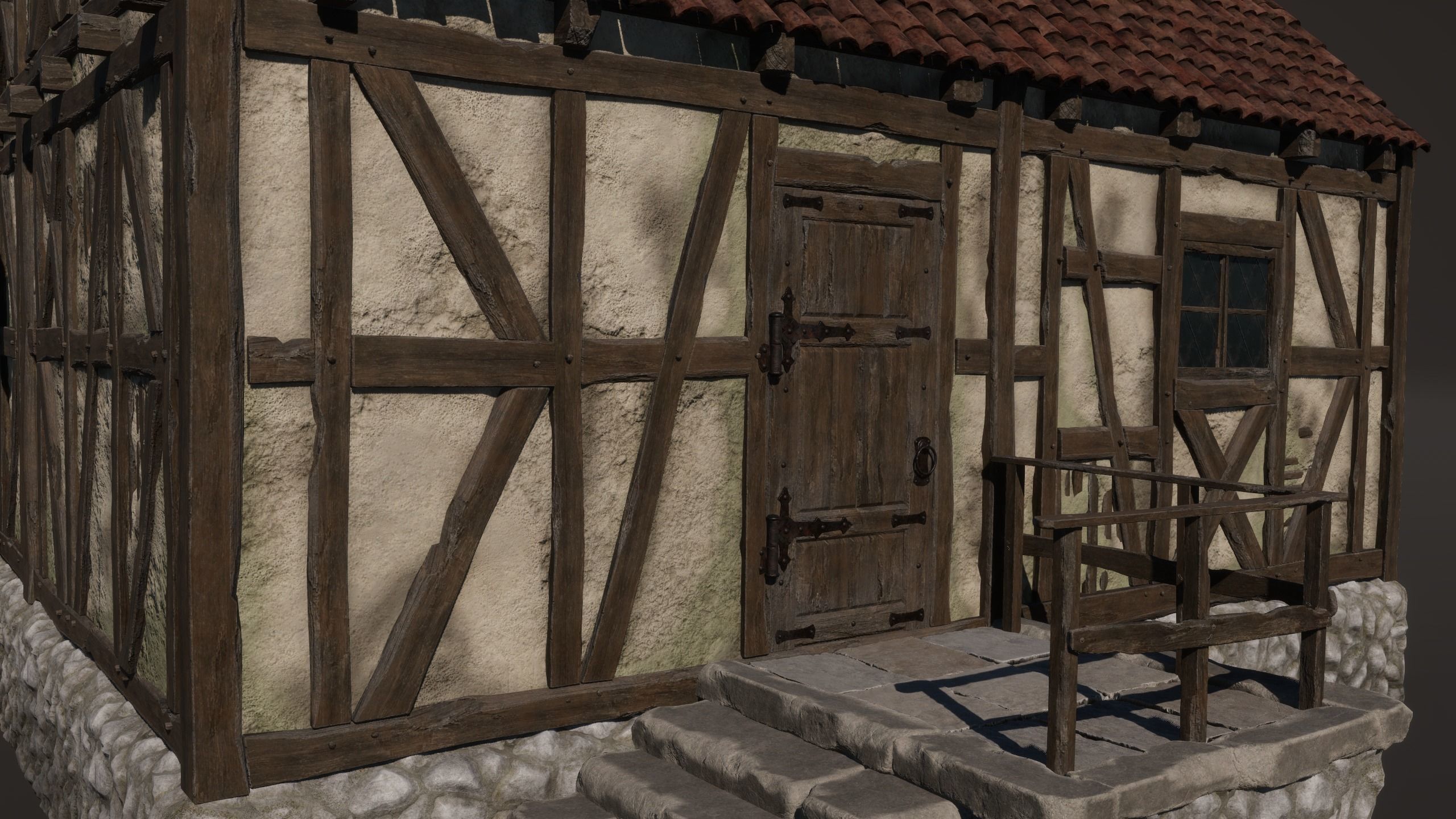Medieval House 08 Game Ready Low-poly 3D model_7