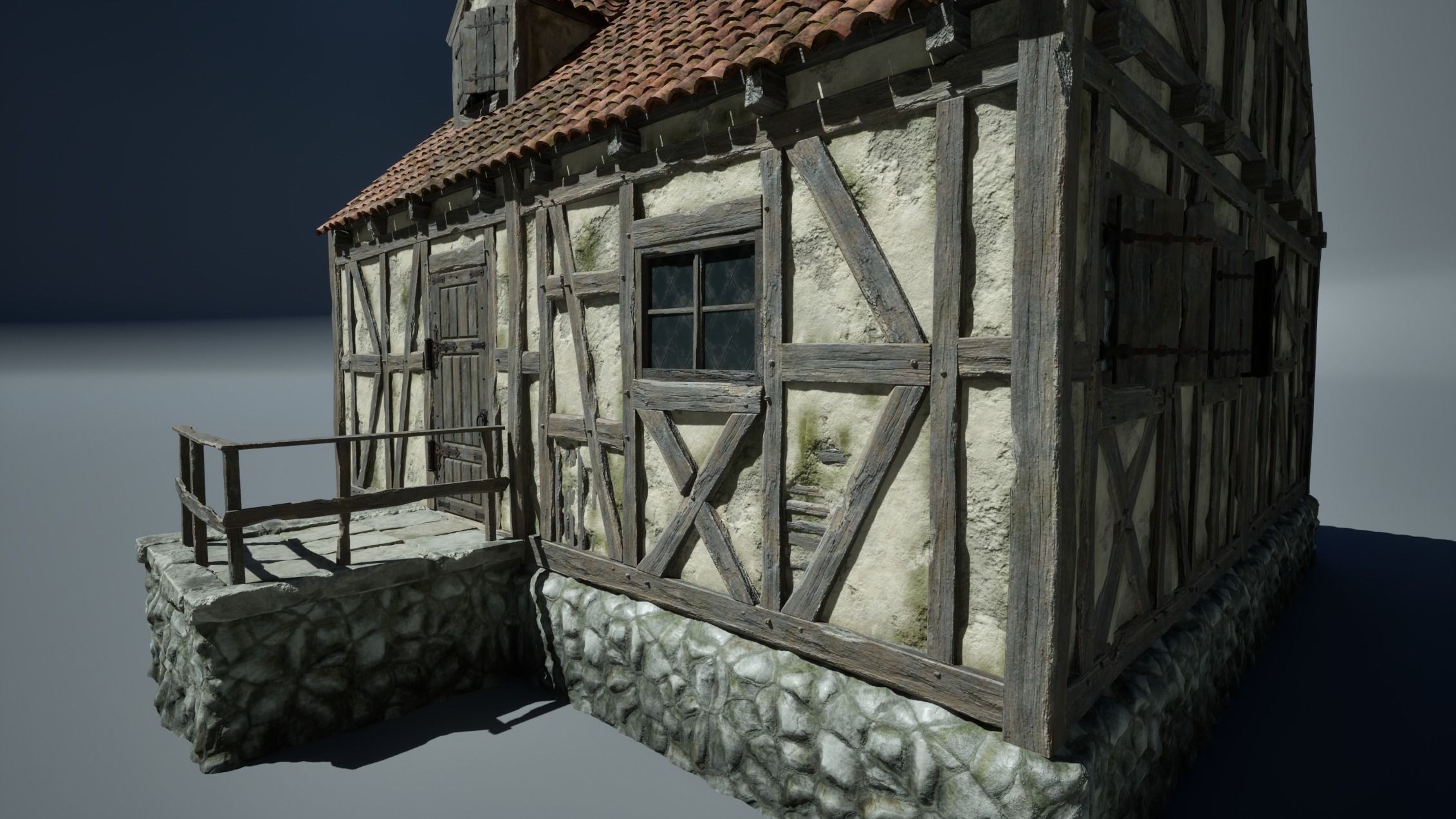 Medieval House 08 Game Ready Low-poly 3D model_3