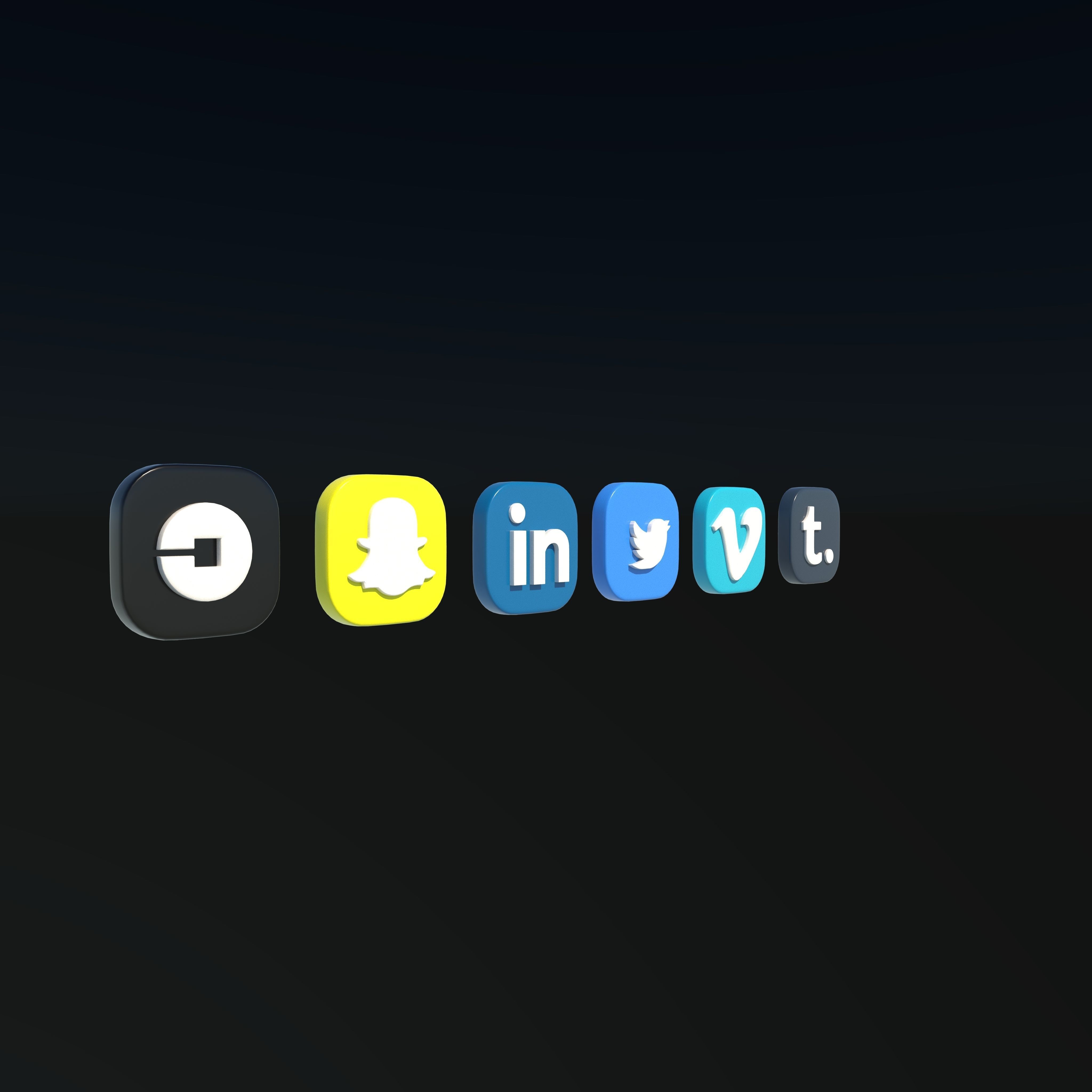 social media icons 3D model_8