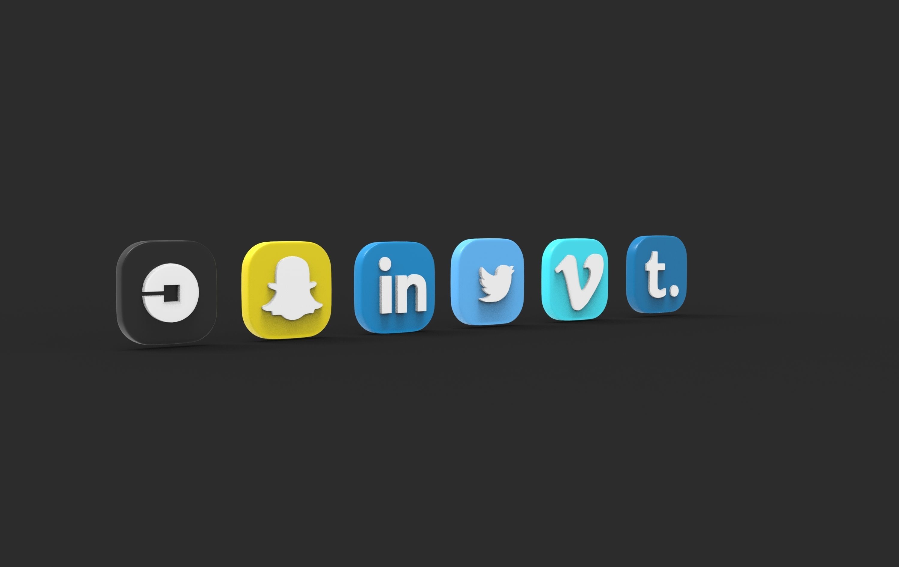 social media icons 3D model_4