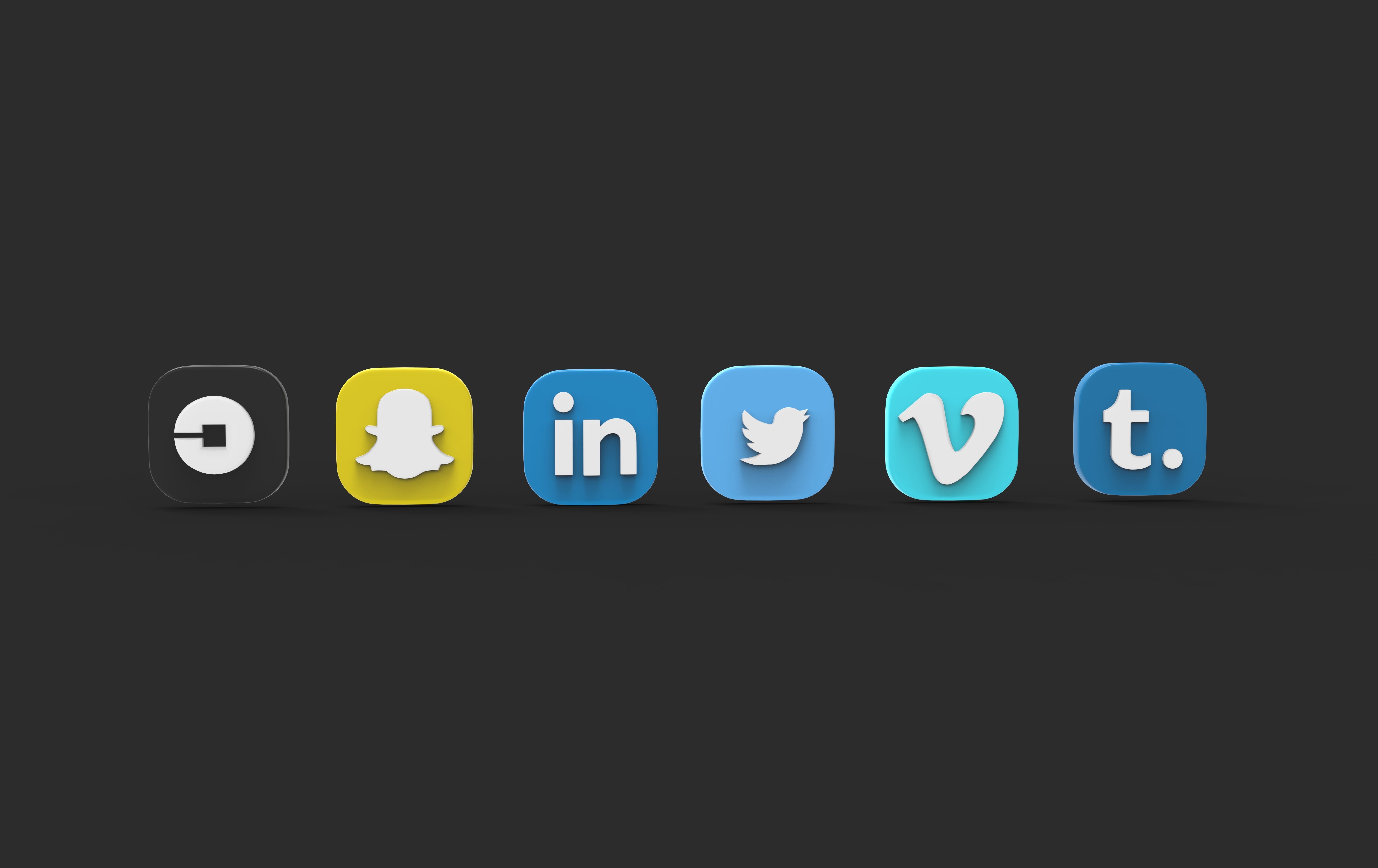social media icons 3D model_2