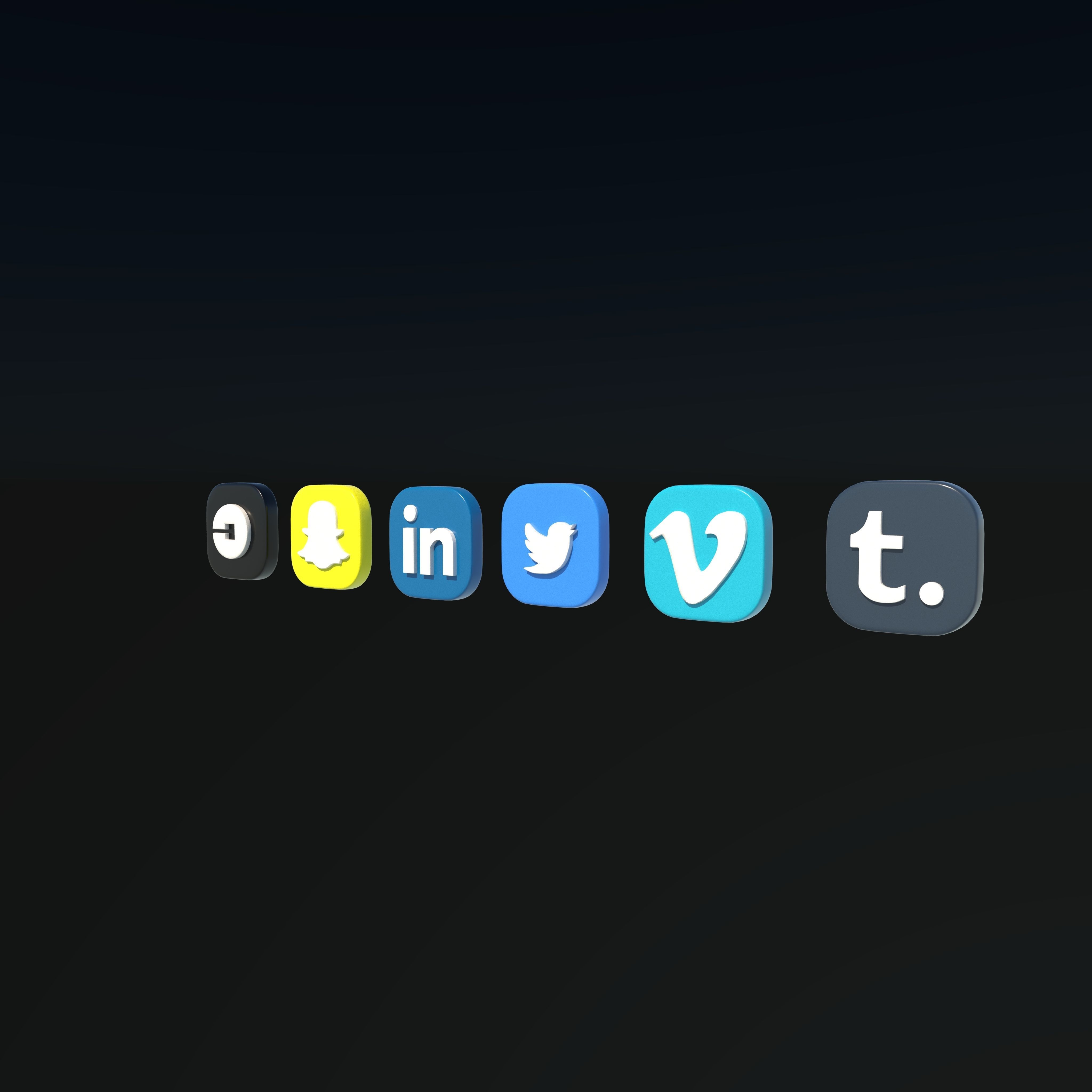 social media icons 3D model_7