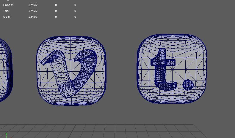 social media icons 3D model_11