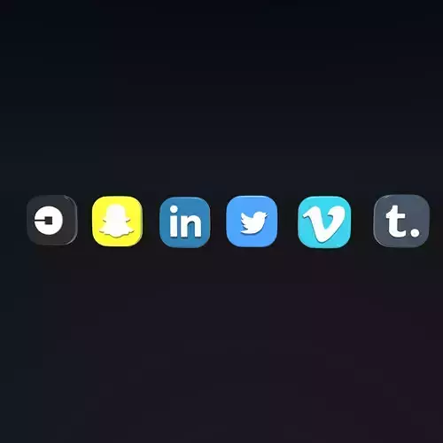 social media icons 3D model