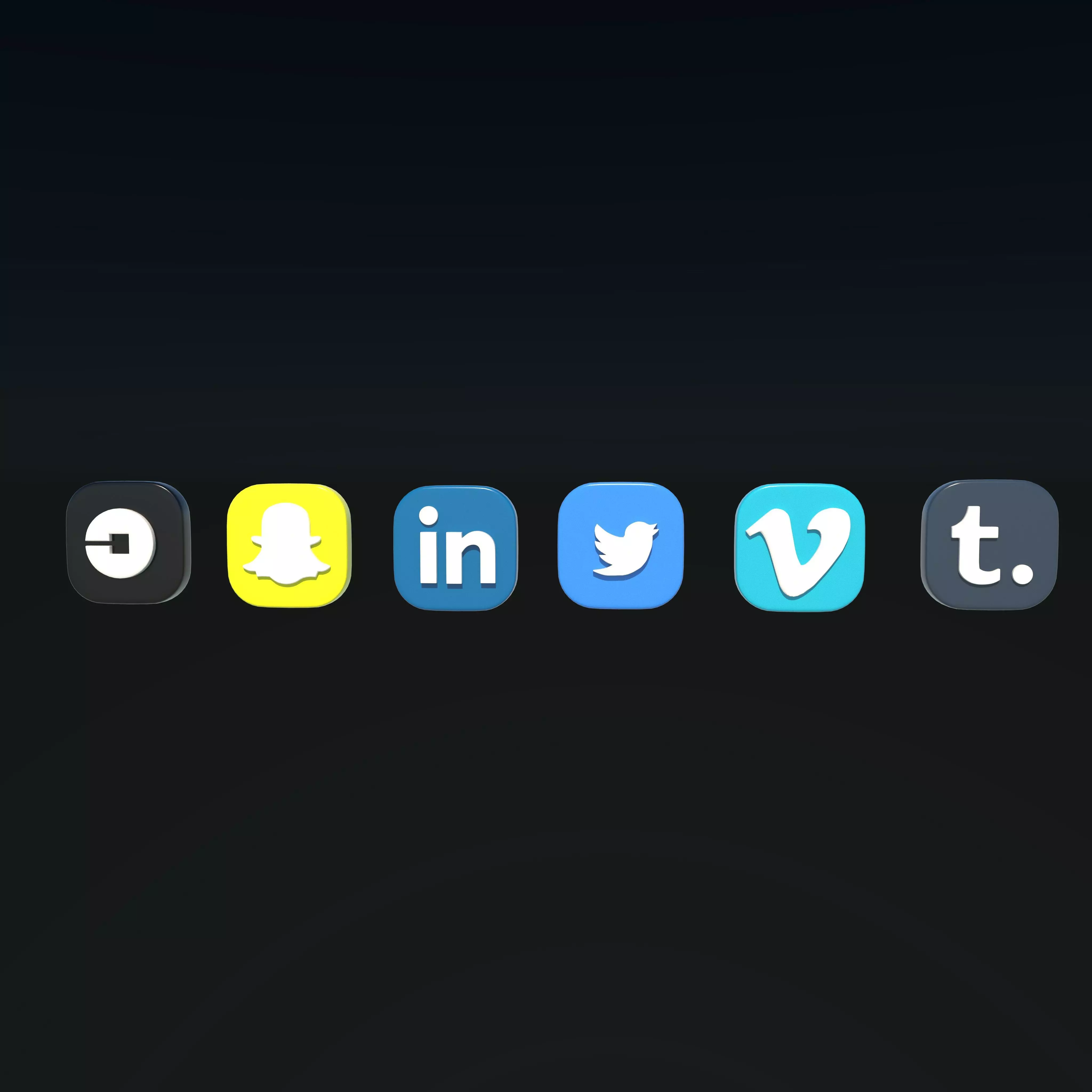 social media icons 3D model_0