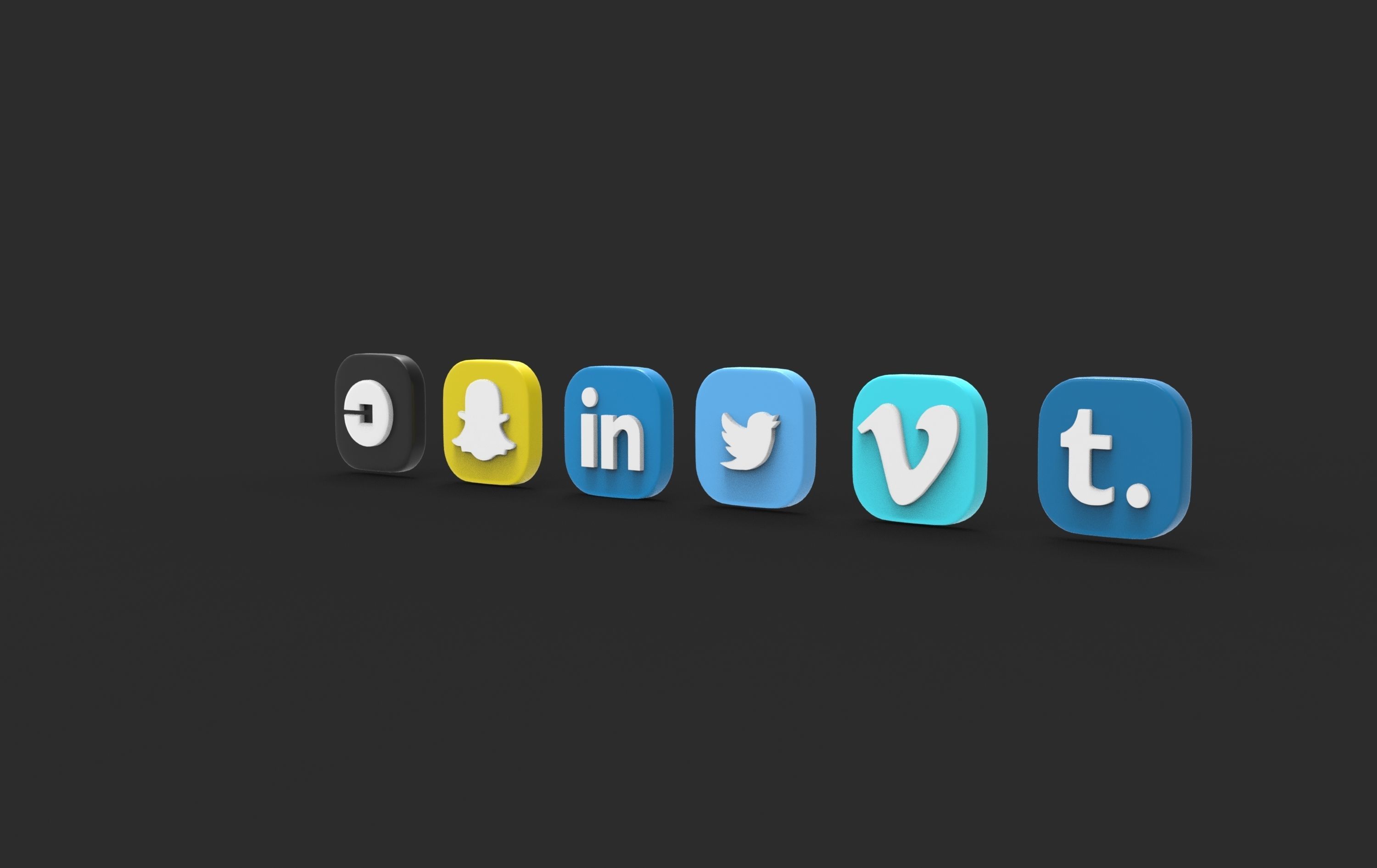 social media icons 3D model_3