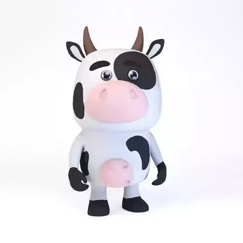Cartoonish Humanoid Cow Character