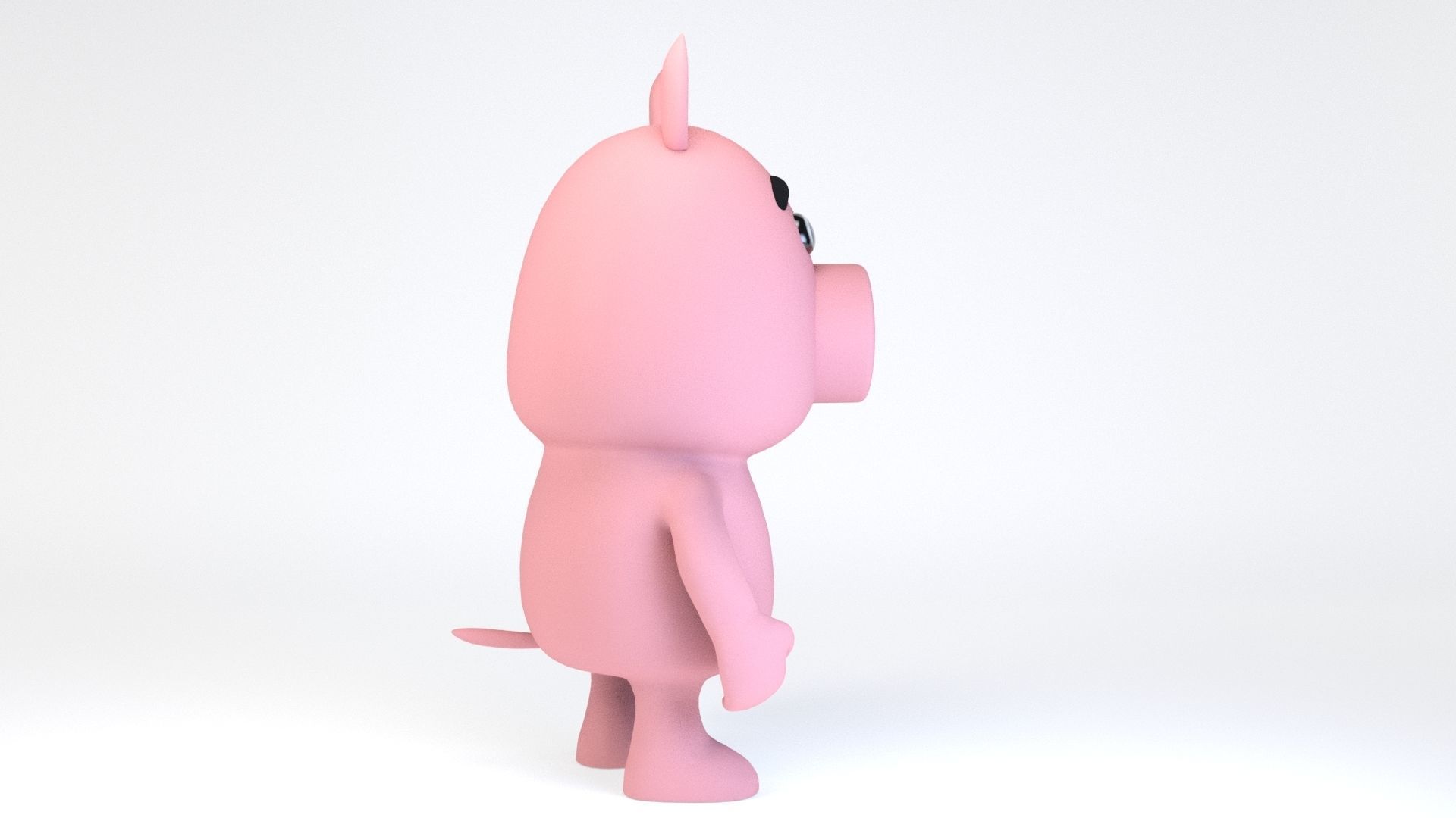 Cartoonish Humanoid Pig Character Low-poly 3D model_7