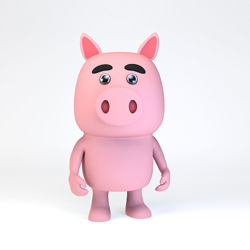 Cartoonish Humanoid Pig Character Low-poly 3D model