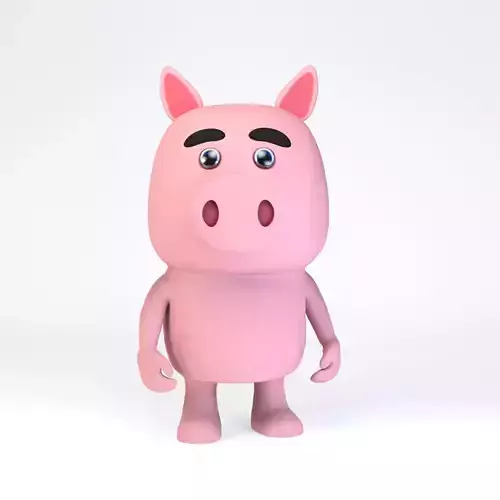 Cartoonish Humanoid Pig Character