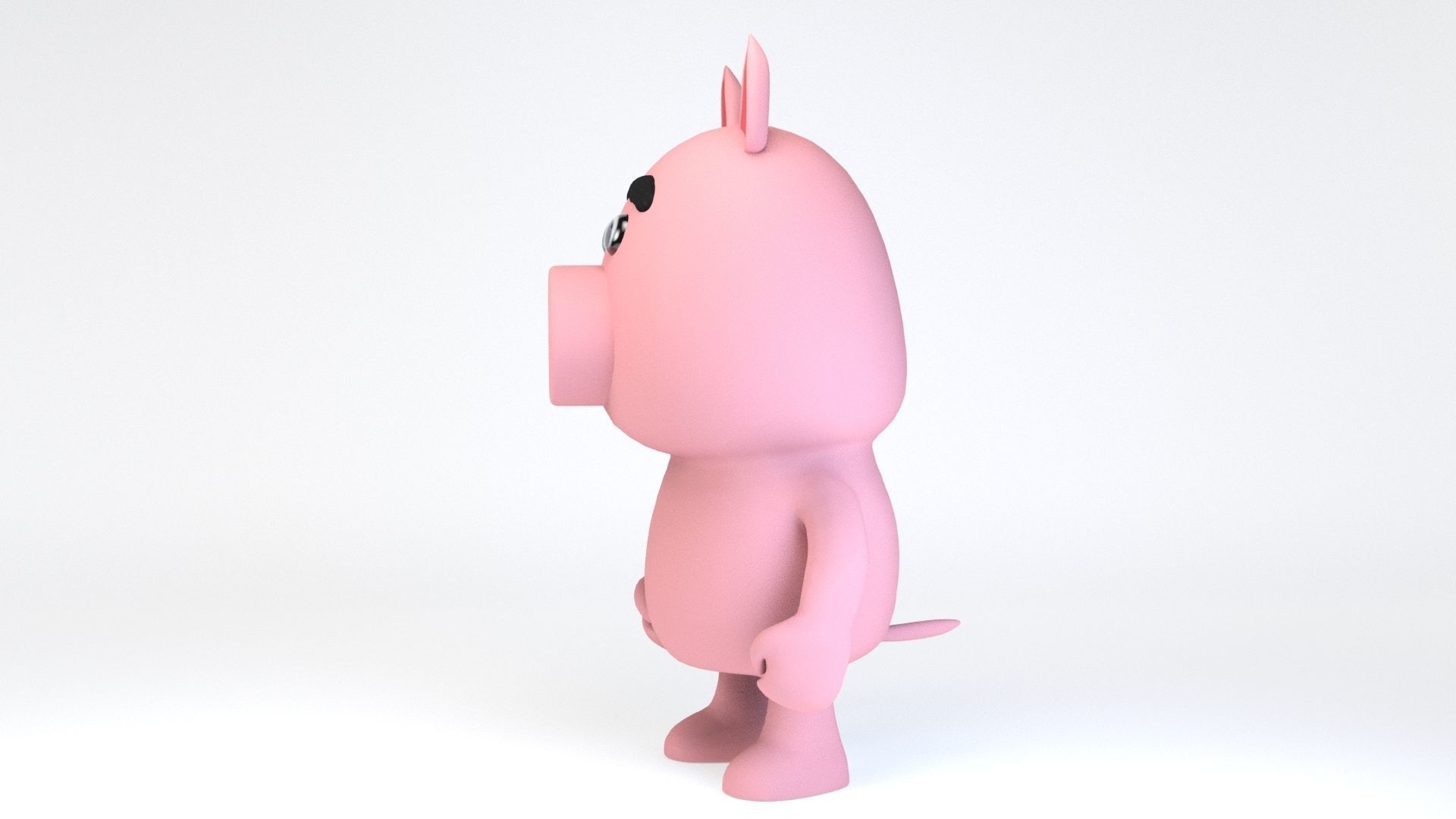 Cartoonish Humanoid Pig Character Low-poly 3D model_5