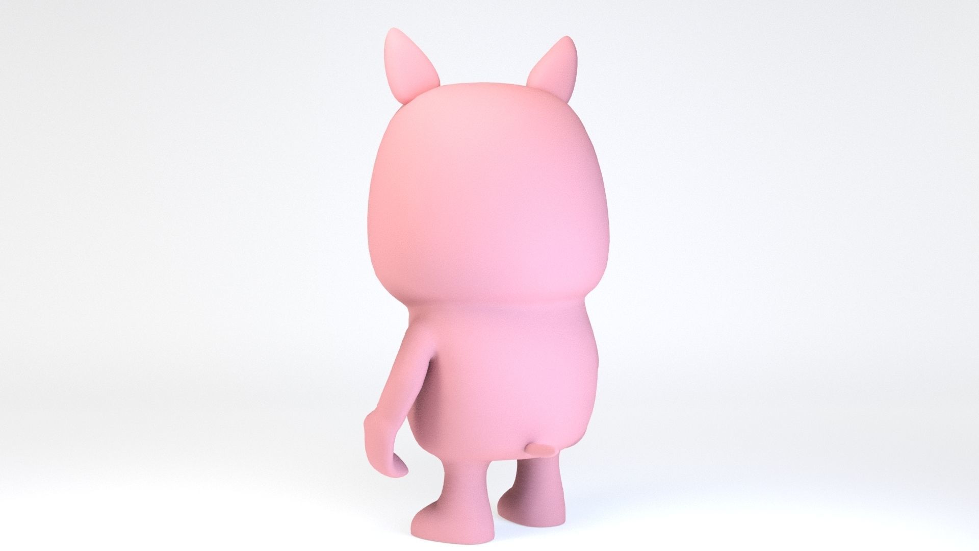 Cartoonish Humanoid Pig Character Low-poly 3D model_4