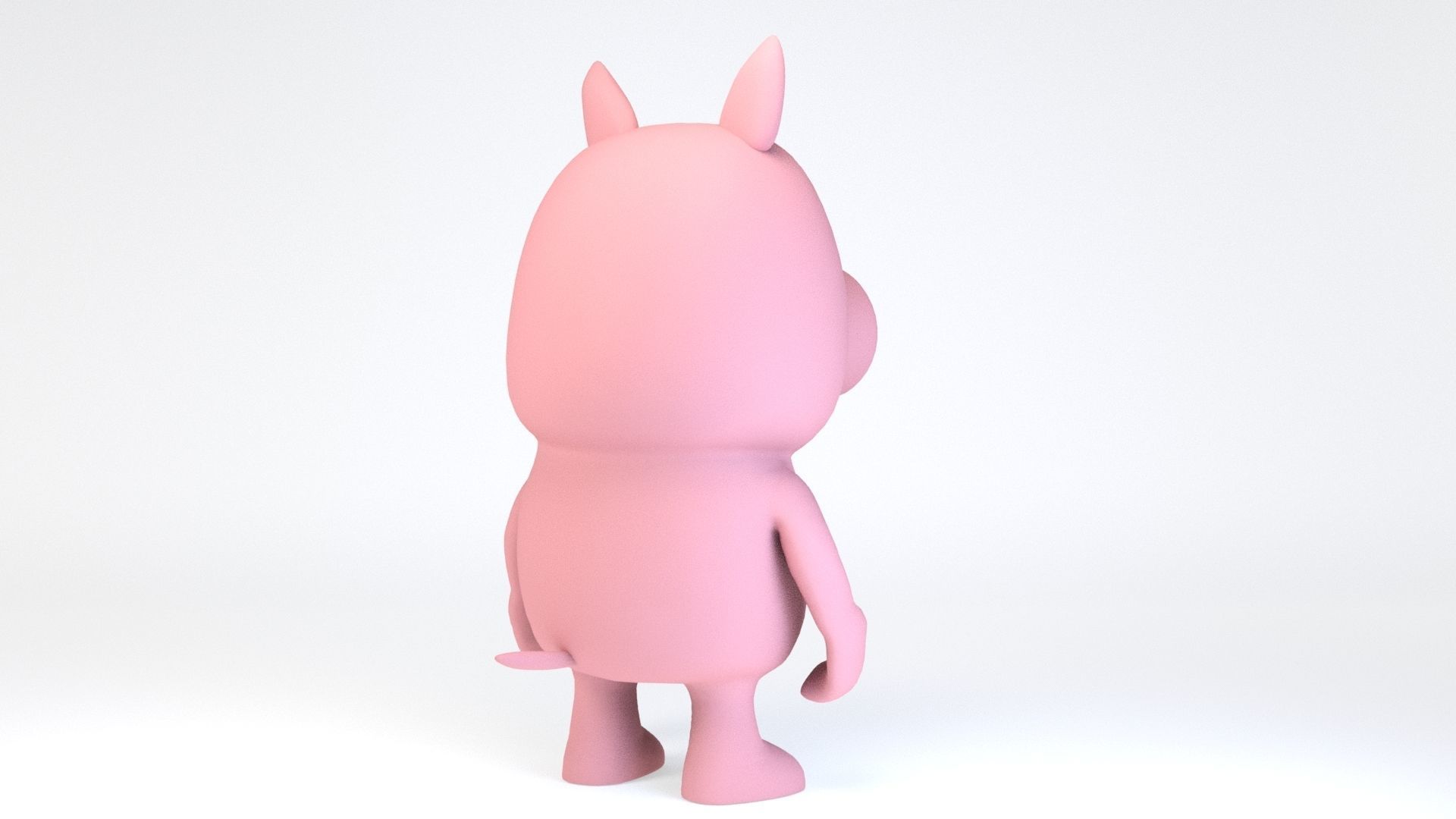 Cartoonish Humanoid Pig Character Low-poly 3D model_3