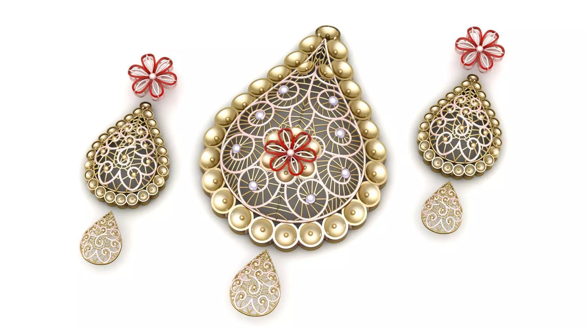 Luxury Pendant And Earrings For Women Fashion 3d Printable Model 3D print model