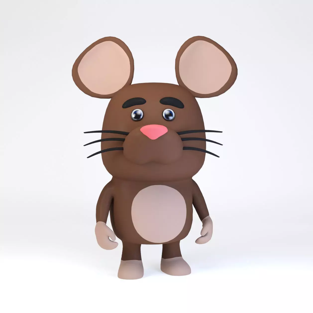 Cartoonish Humanoid Rat Character Low-poly 3D model_0