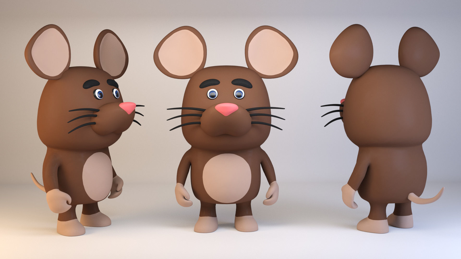 Cartoonish Humanoid Rat Character Low-poly 3D model_8