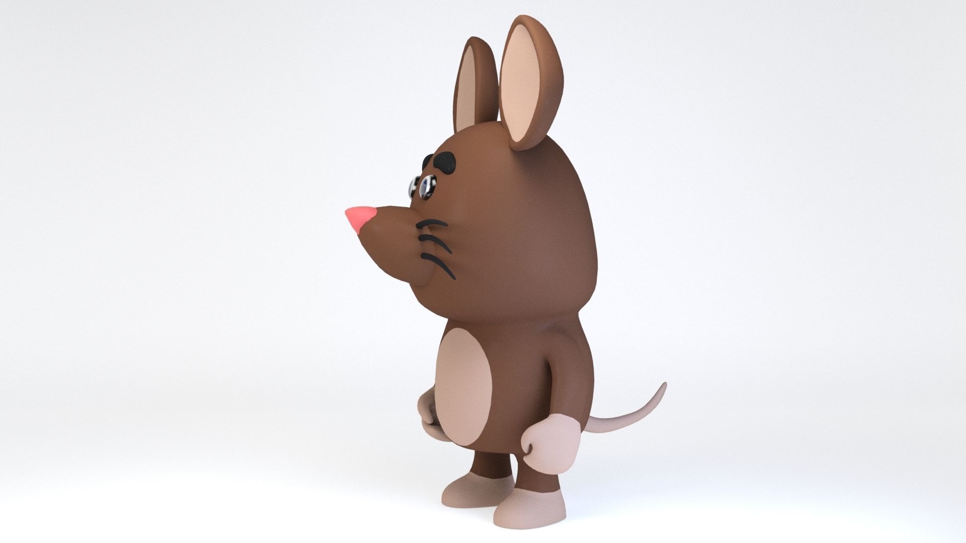 Cartoonish Humanoid Rat Character Low-poly 3D model_5