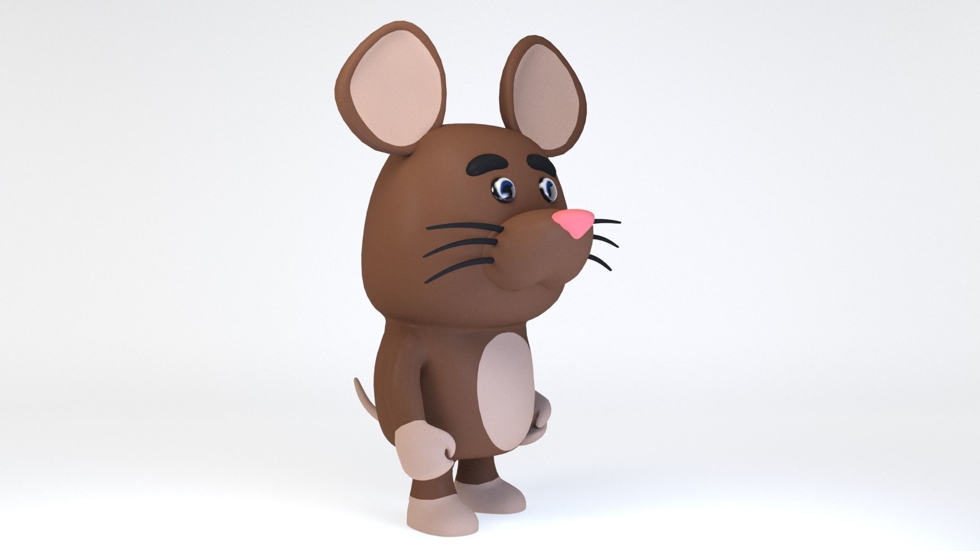 Cartoonish Humanoid Rat Character Low-poly 3D model_1