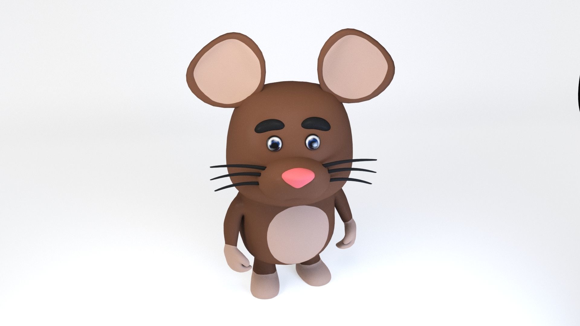 Cartoonish Humanoid Rat Character Low-poly 3D model_6