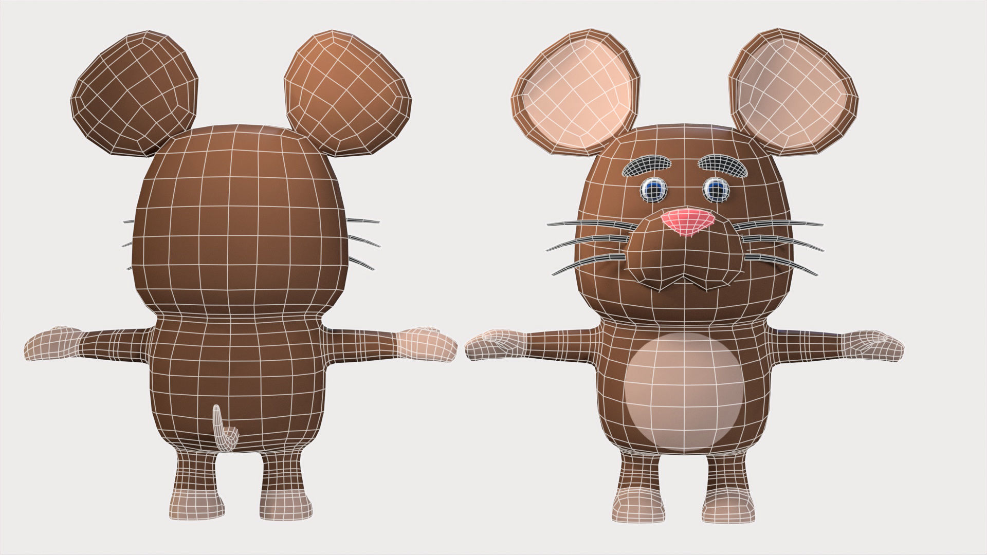 Cartoonish Humanoid Rat Character Low-poly 3D model_9