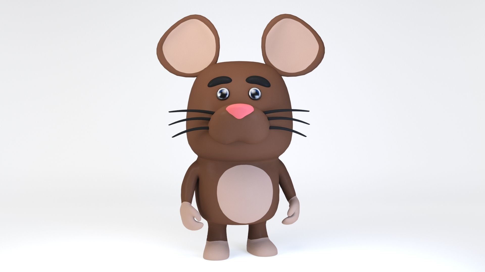 Cartoonish Humanoid Rat Character Low-poly 3D model_7