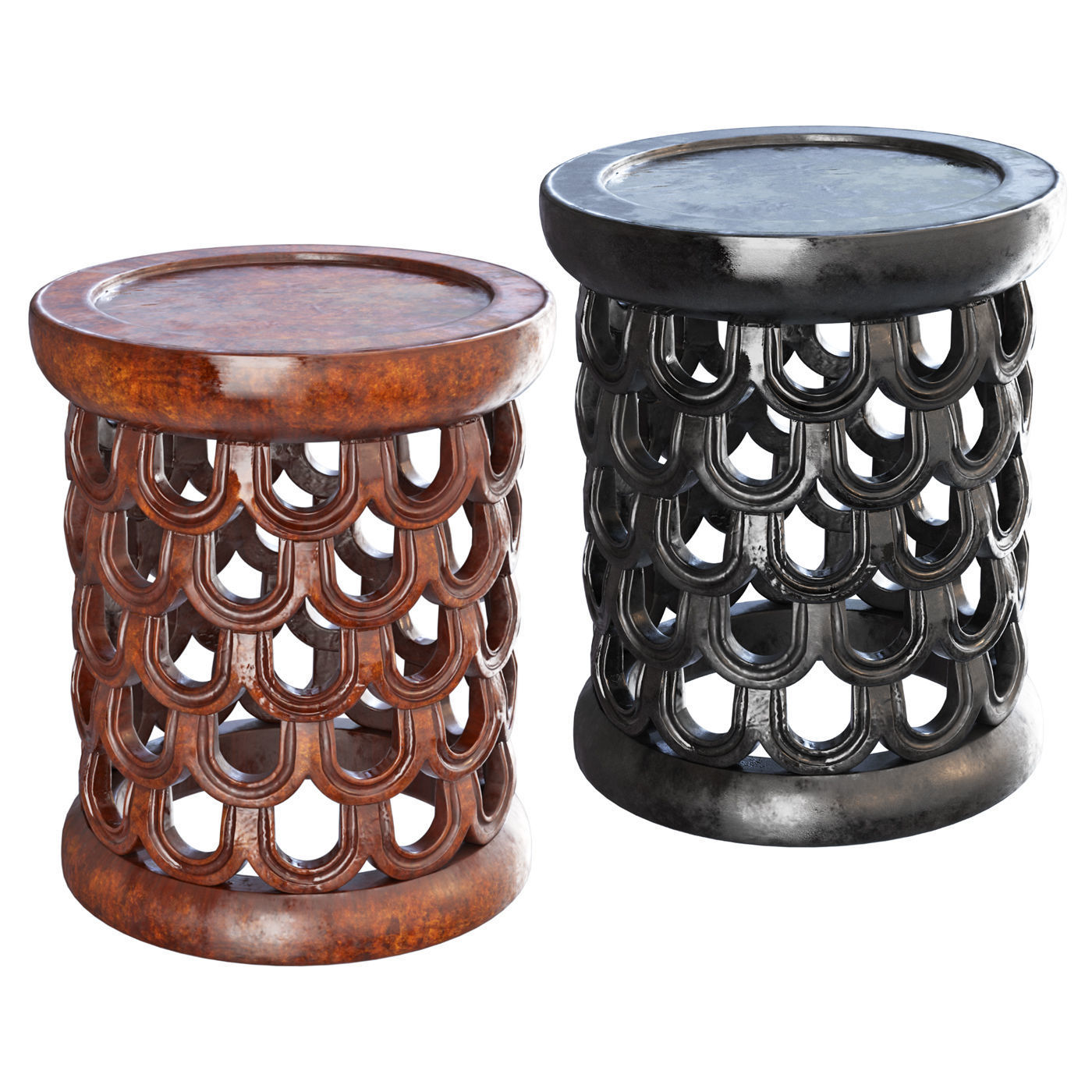 Chair Bamileke Small 3D model_2