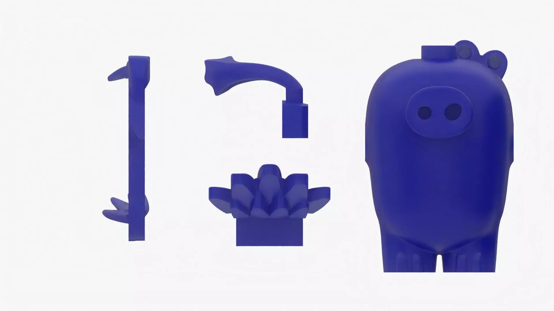 Detailed Lego Pig 3D model_0