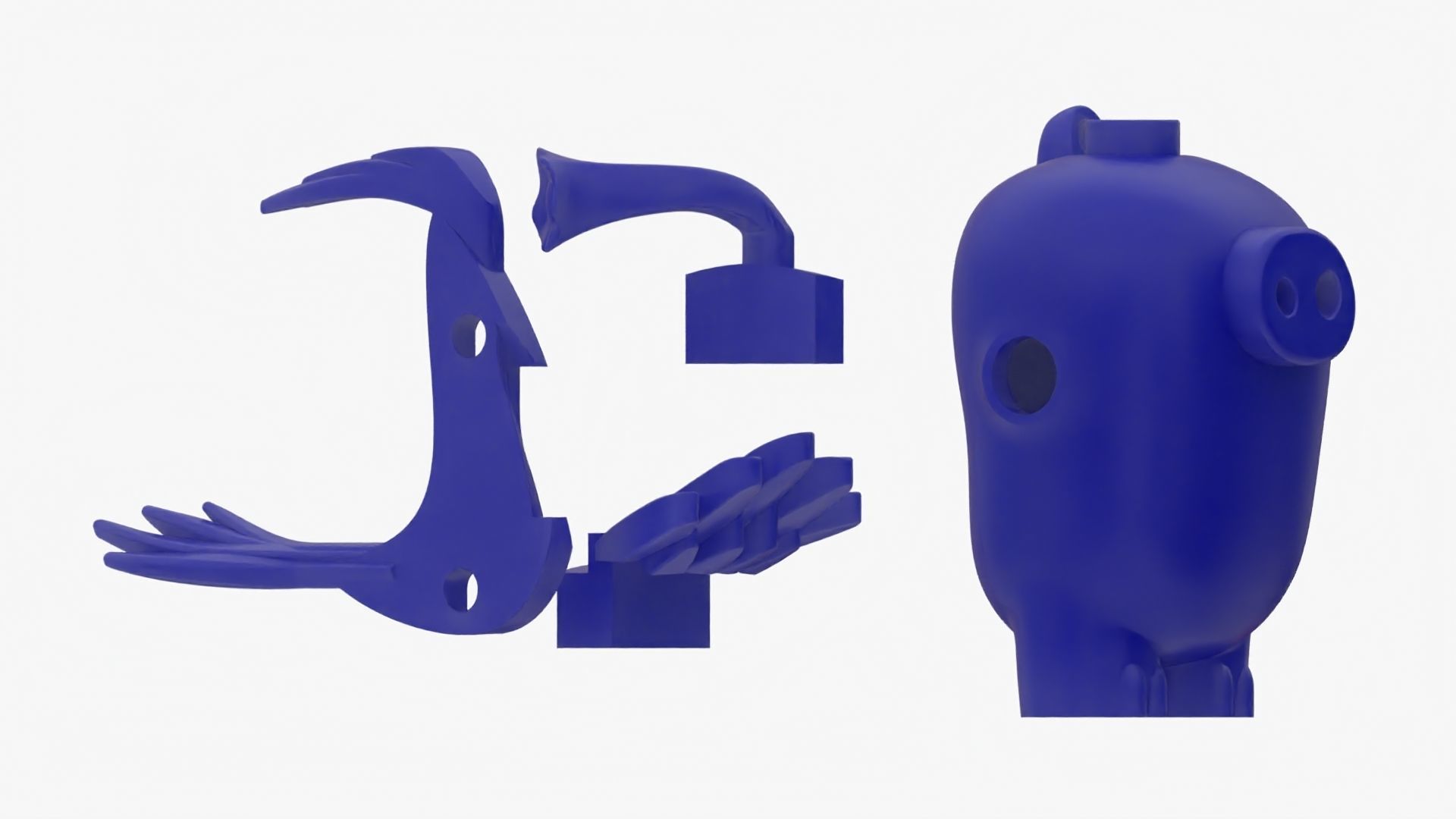 Detailed Lego Pig 3D model_3