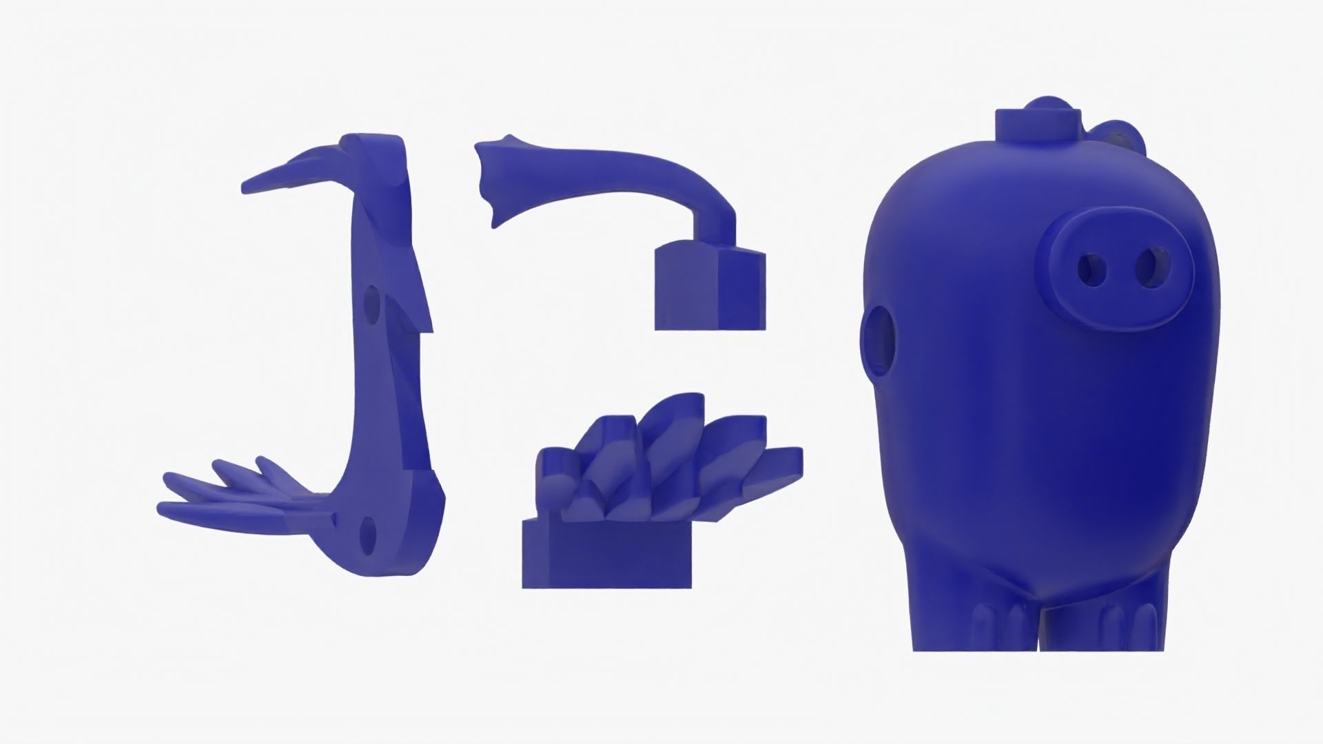 Detailed Lego Pig 3D model_2