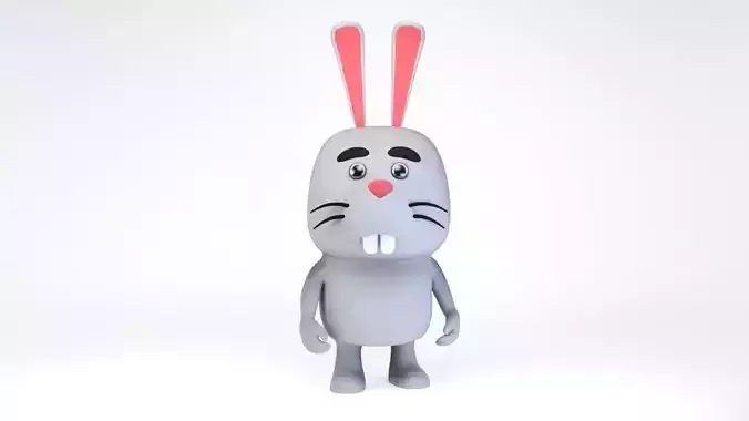 Cartoonish Humanoid Rabbit Character Low-poly 3D model