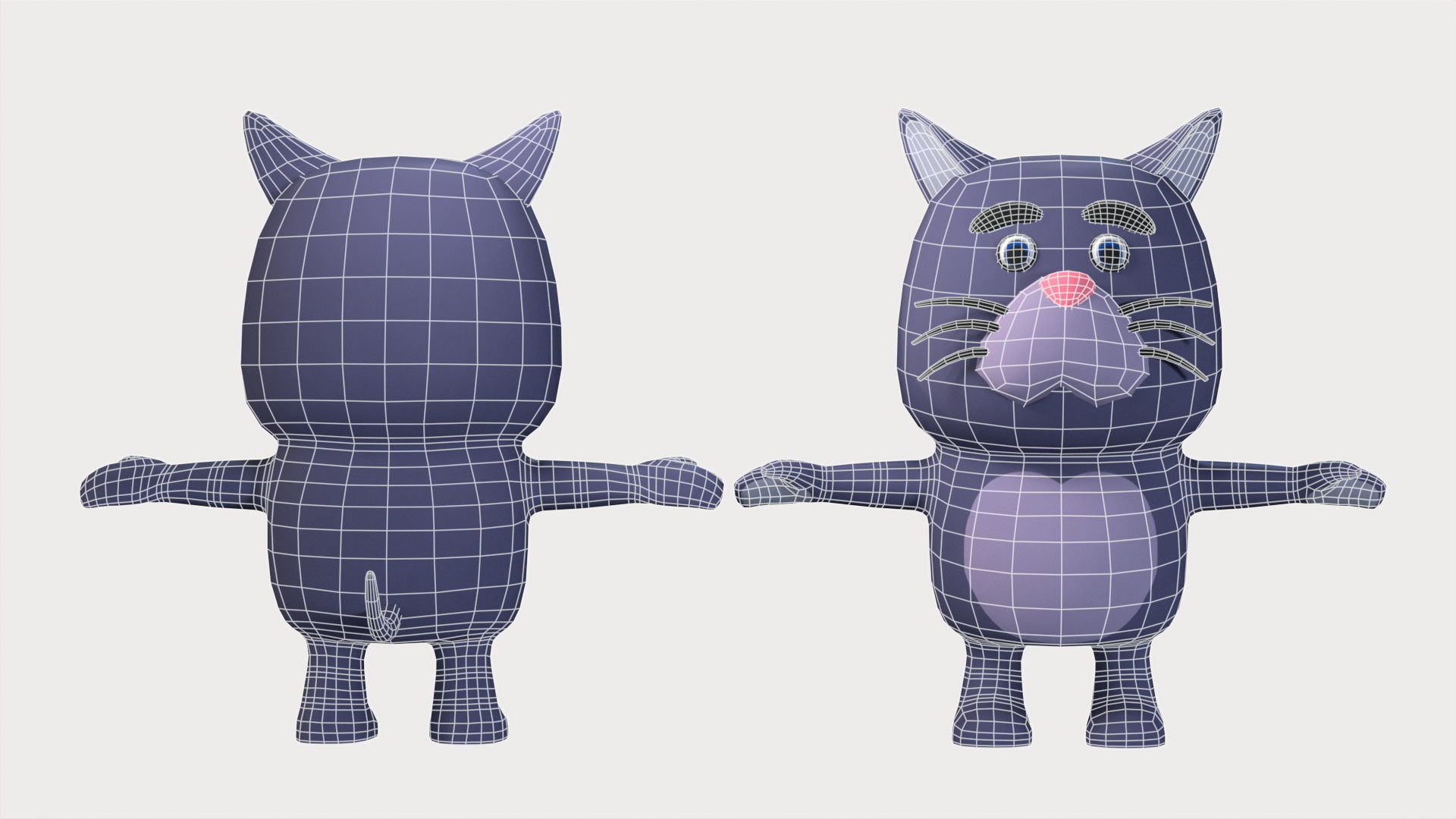 Cartoonish Humanoid Cat Character Low-poly 3D model_10