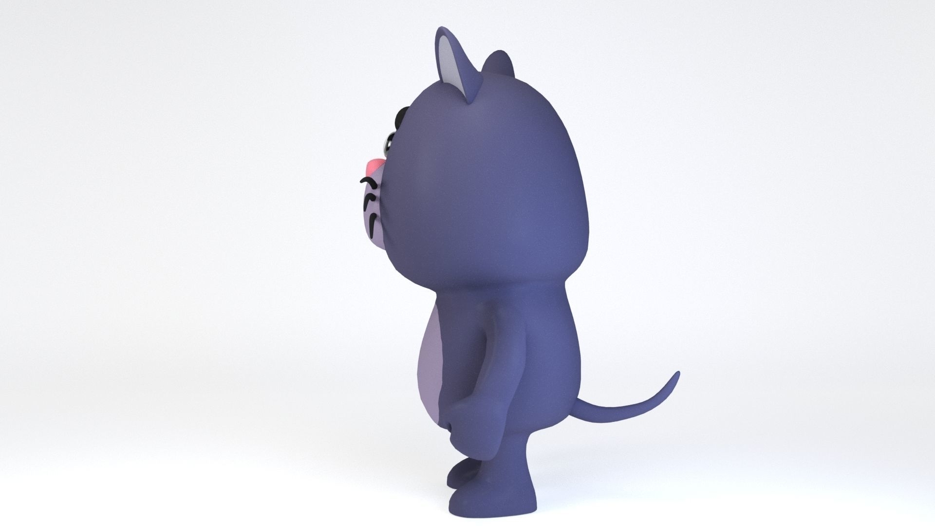 Cartoonish Humanoid Cat Character Low-poly 3D model_5