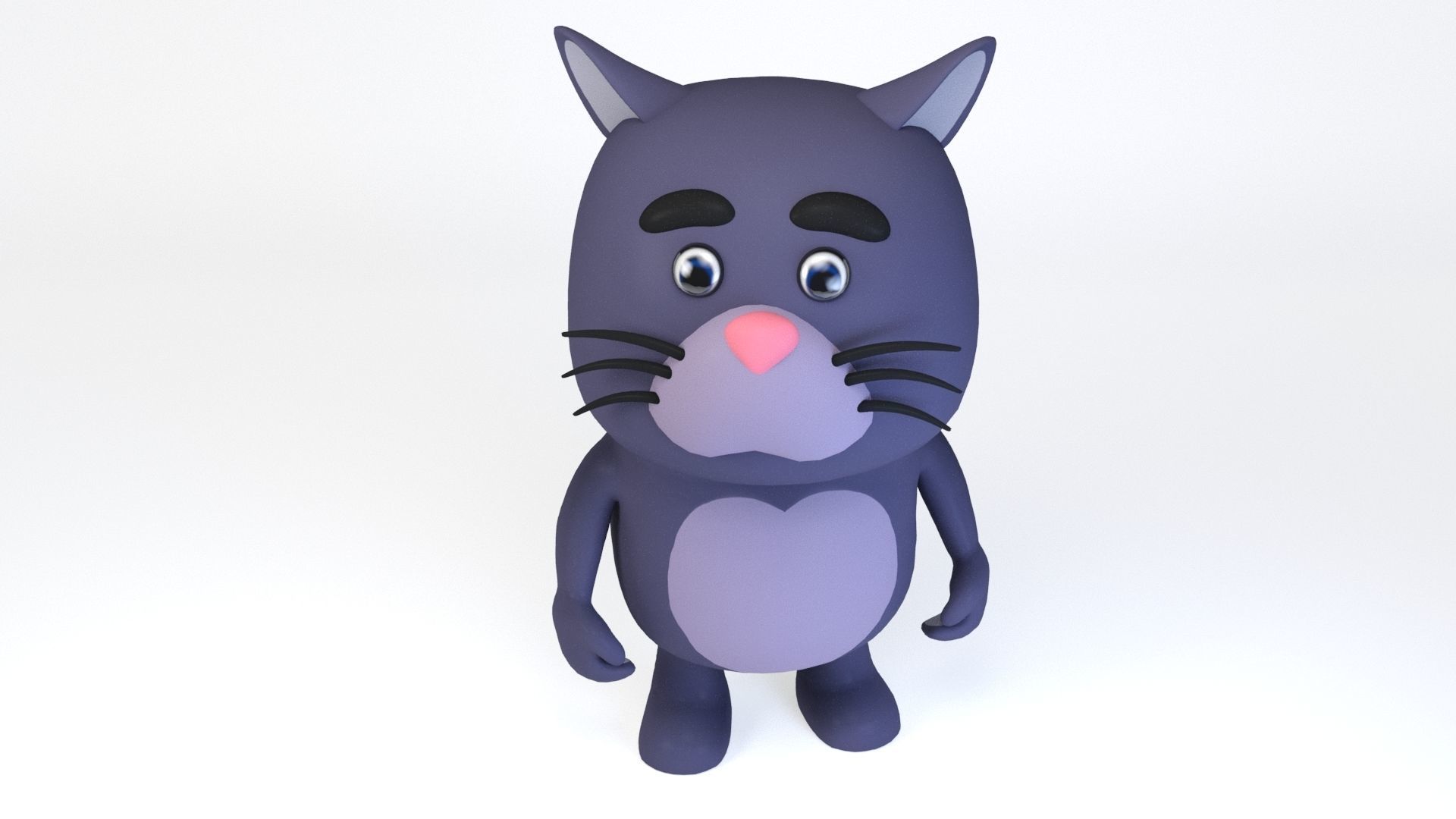 Cartoonish Humanoid Cat Character Low-poly 3D model_7
