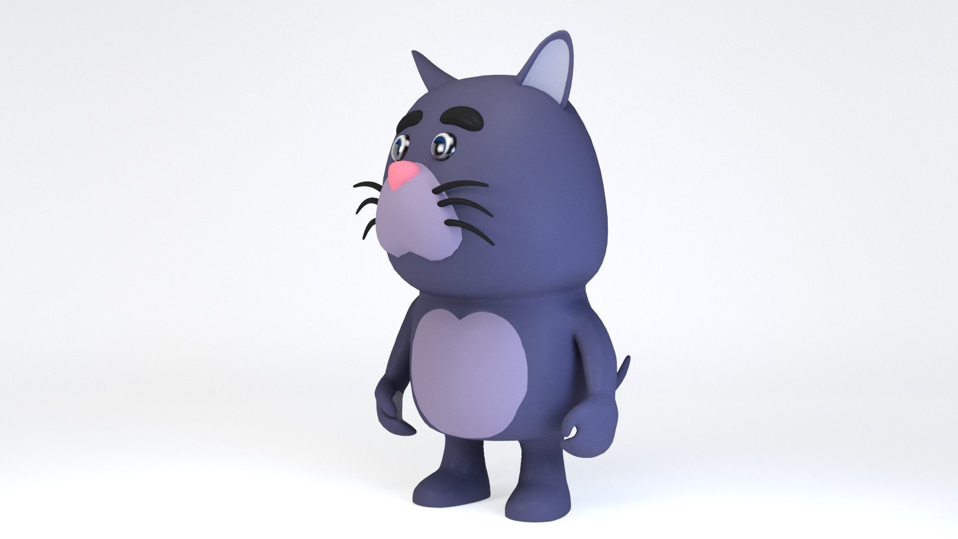 Cartoonish Humanoid Cat Character Low-poly 3D model_6