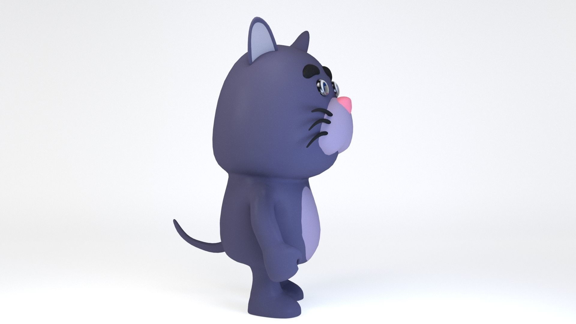 Cartoonish Humanoid Cat Character Low-poly 3D model_1
