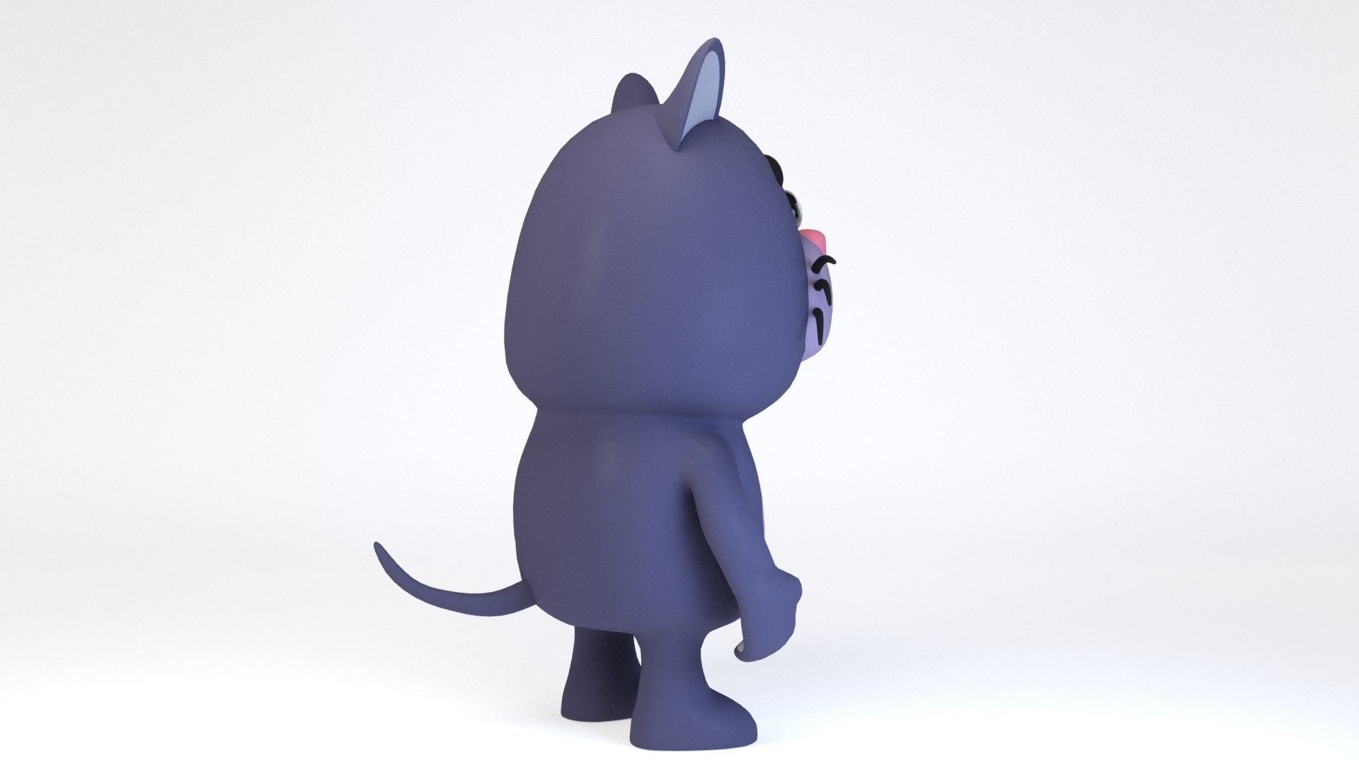 Cartoonish Humanoid Cat Character Low-poly 3D model_2