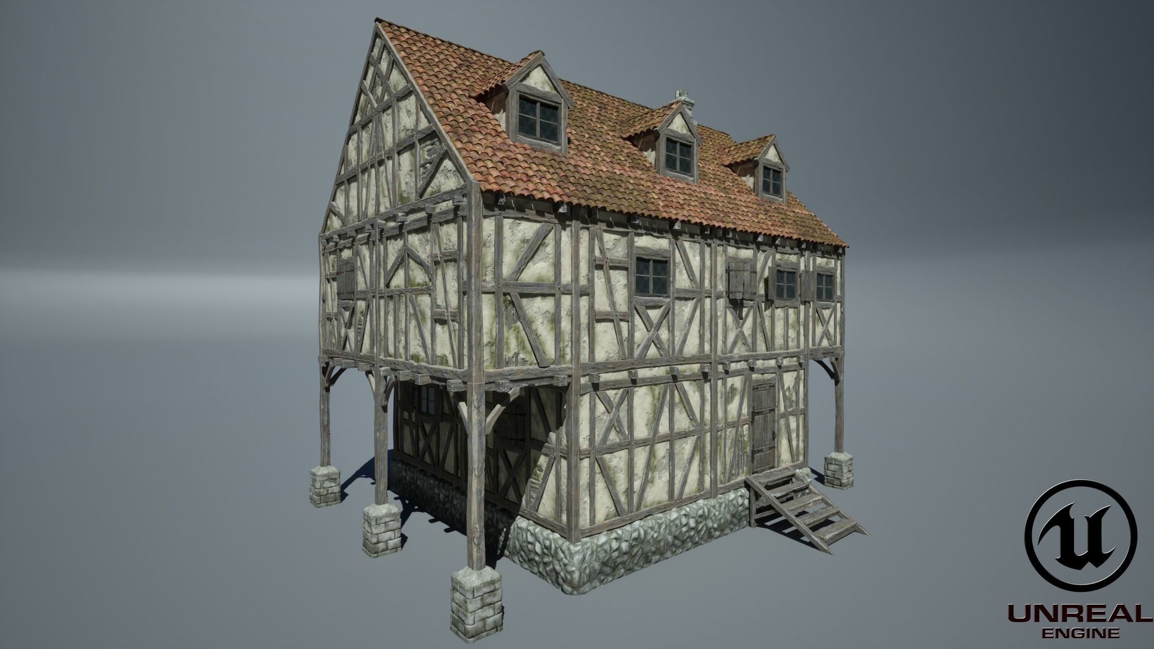Medieval House 06 Game Ready Low-poly 3D model_2