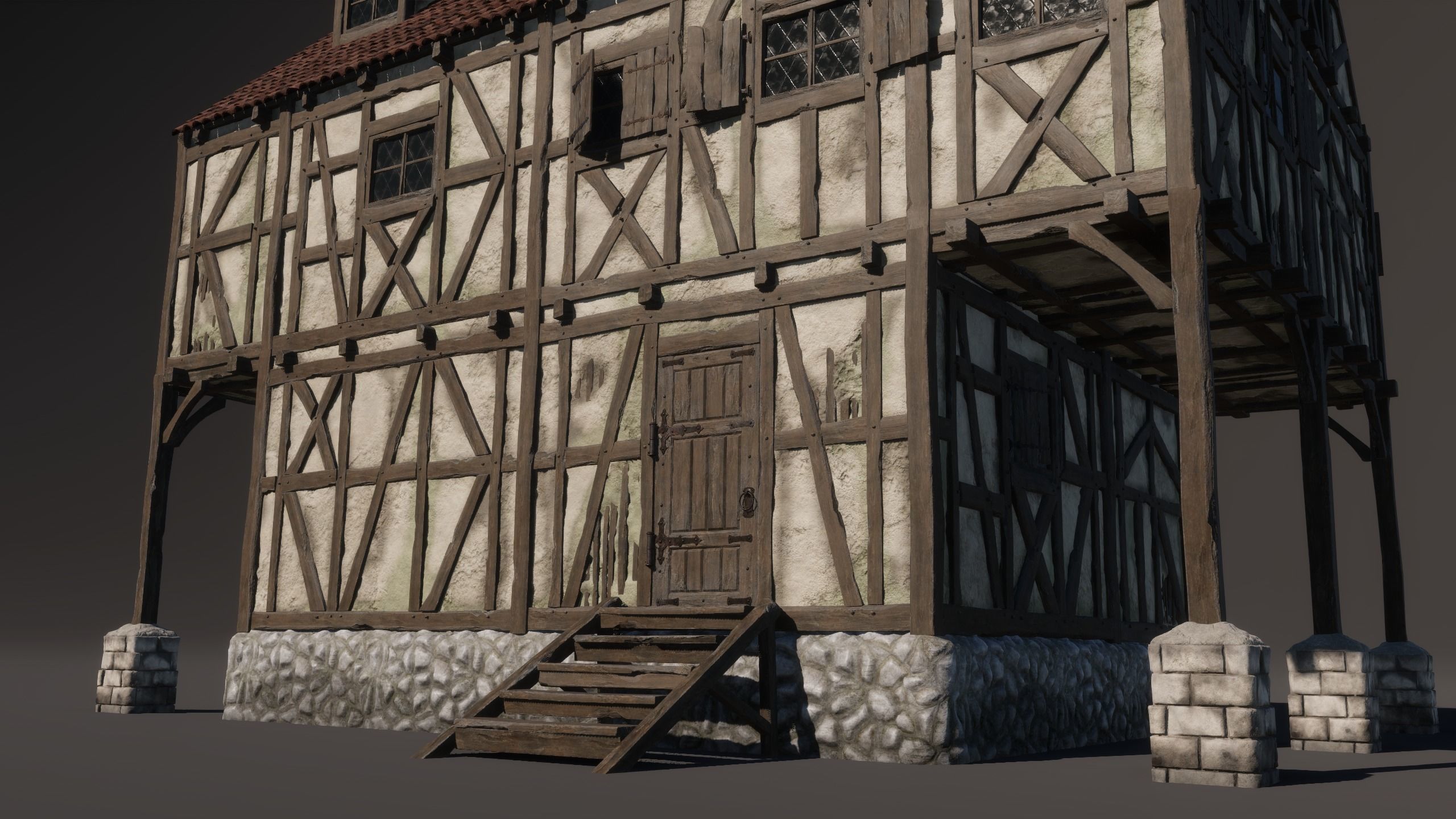 Medieval House 06 Game Ready Low-poly 3D model_6