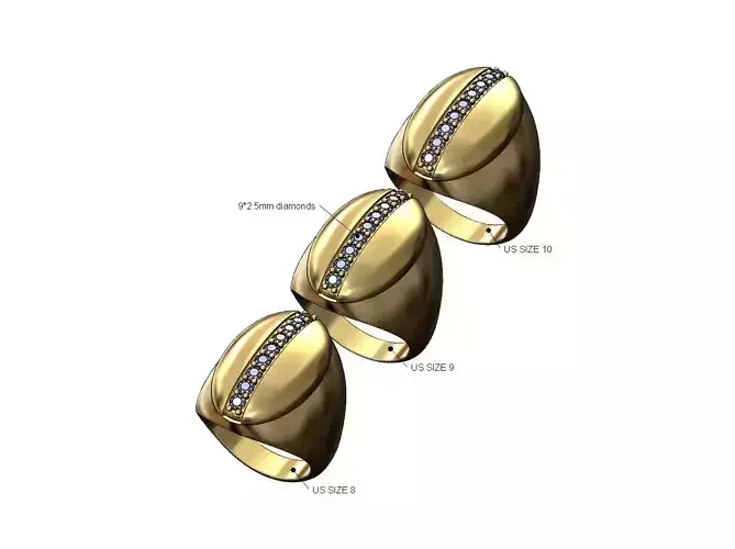 Diamond oval orb dome ring US sizes 8 9 10