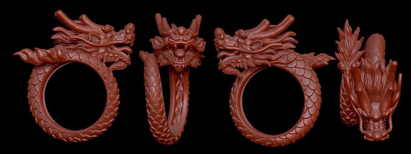 ring pendant charm dragon more model 3D print model_4