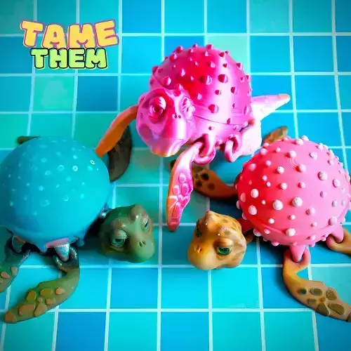 ARTICULATED TURTLE LOVE AND PRINT  ARTICULATING FLEXI WIGGLE  3D model