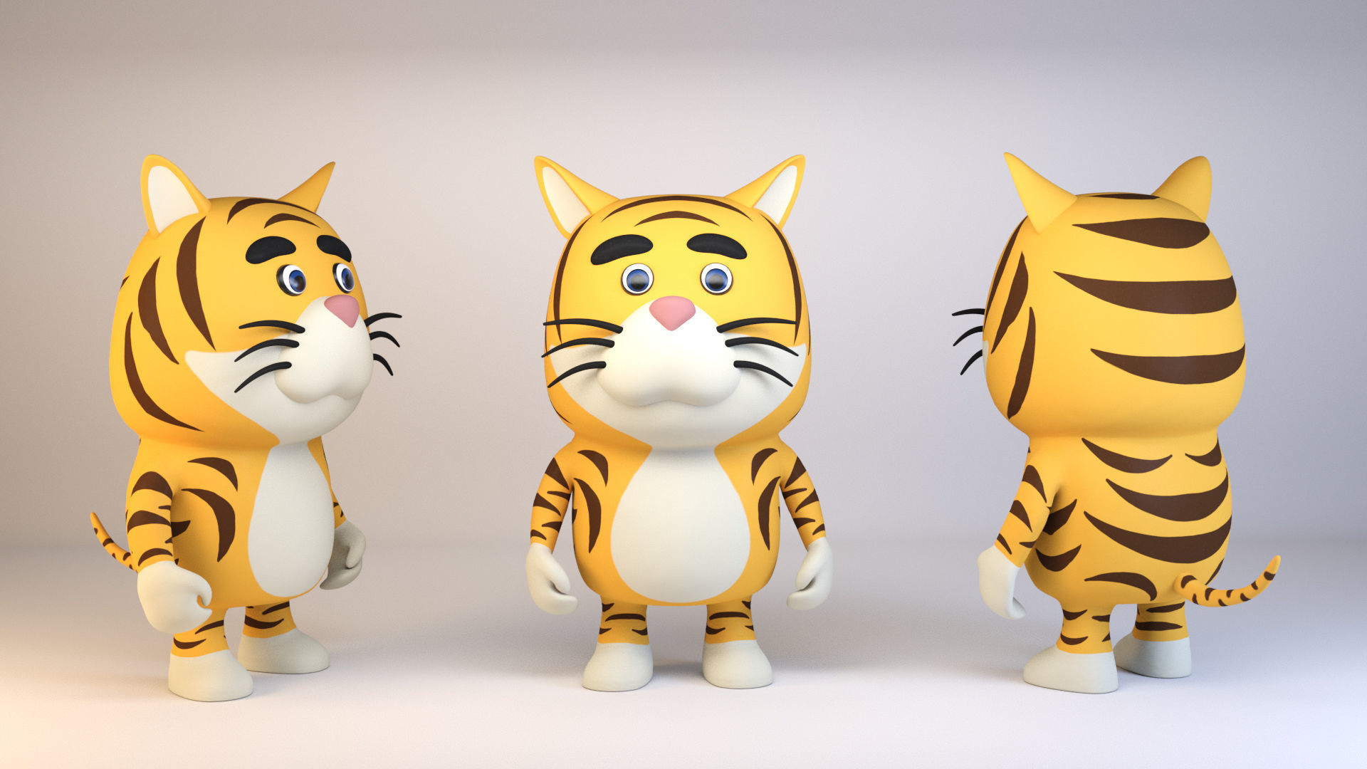 Cartoonish Humanoid Leopard Character Low-poly 3D model_9