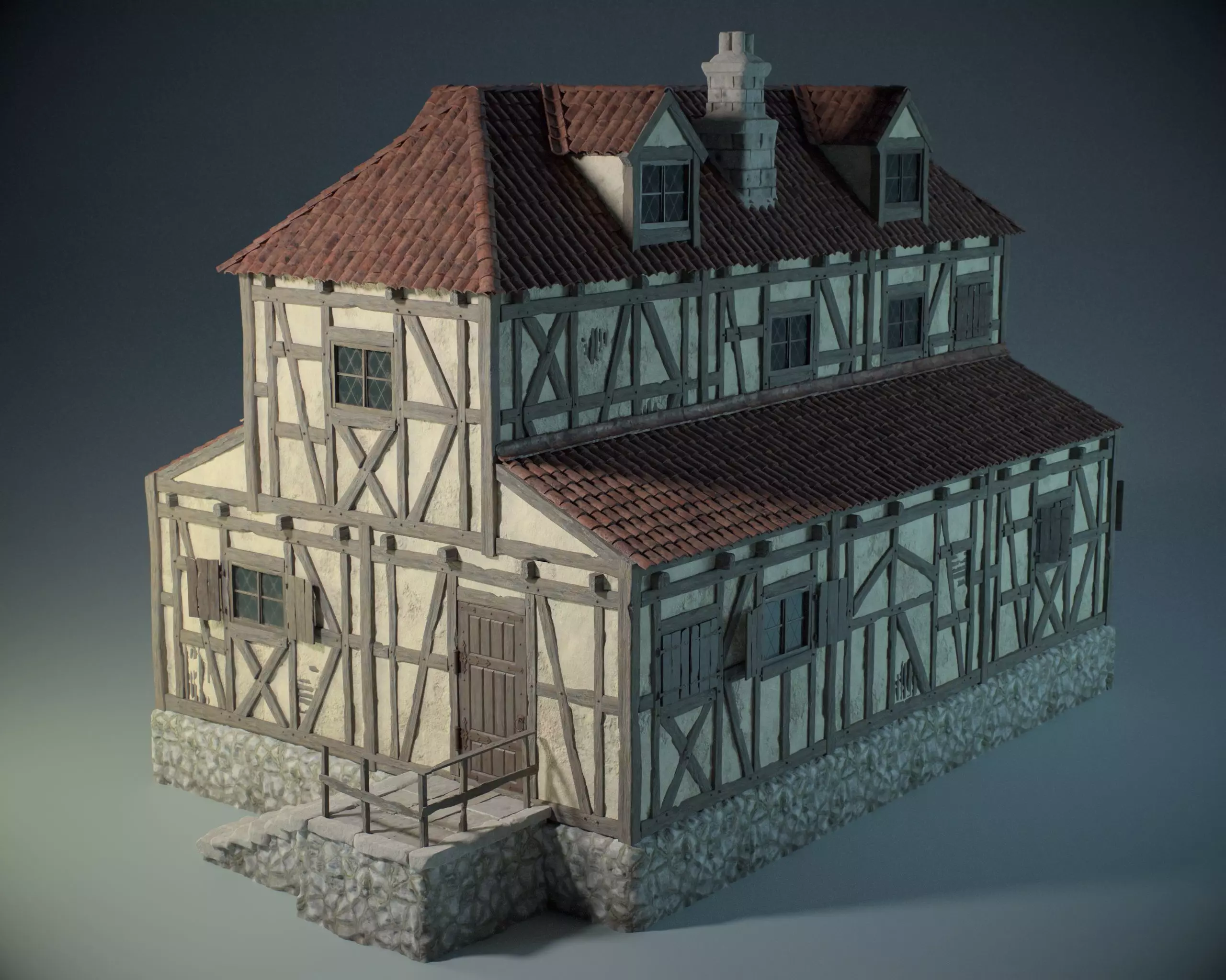 Medieval House 05 Game Ready Low-poly 3D model_0