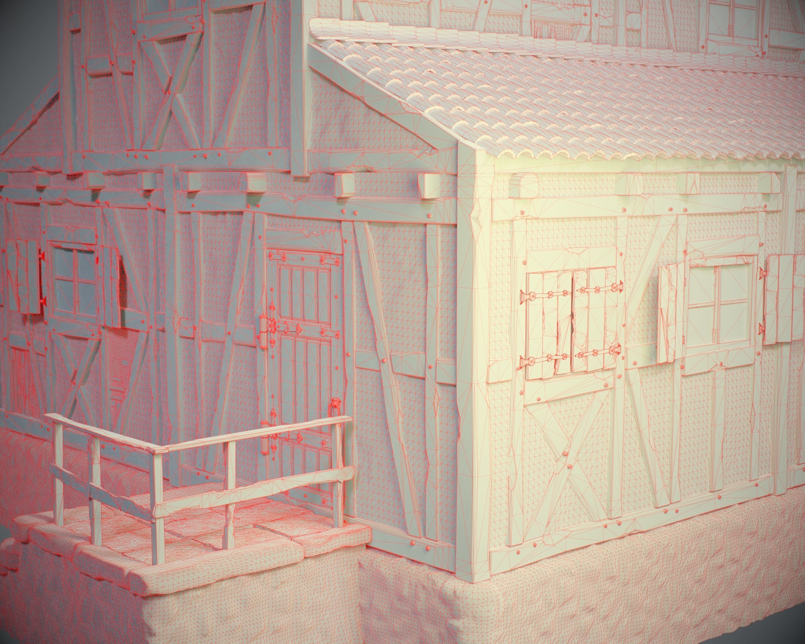 Medieval House 05 Game Ready Low-poly 3D model_8