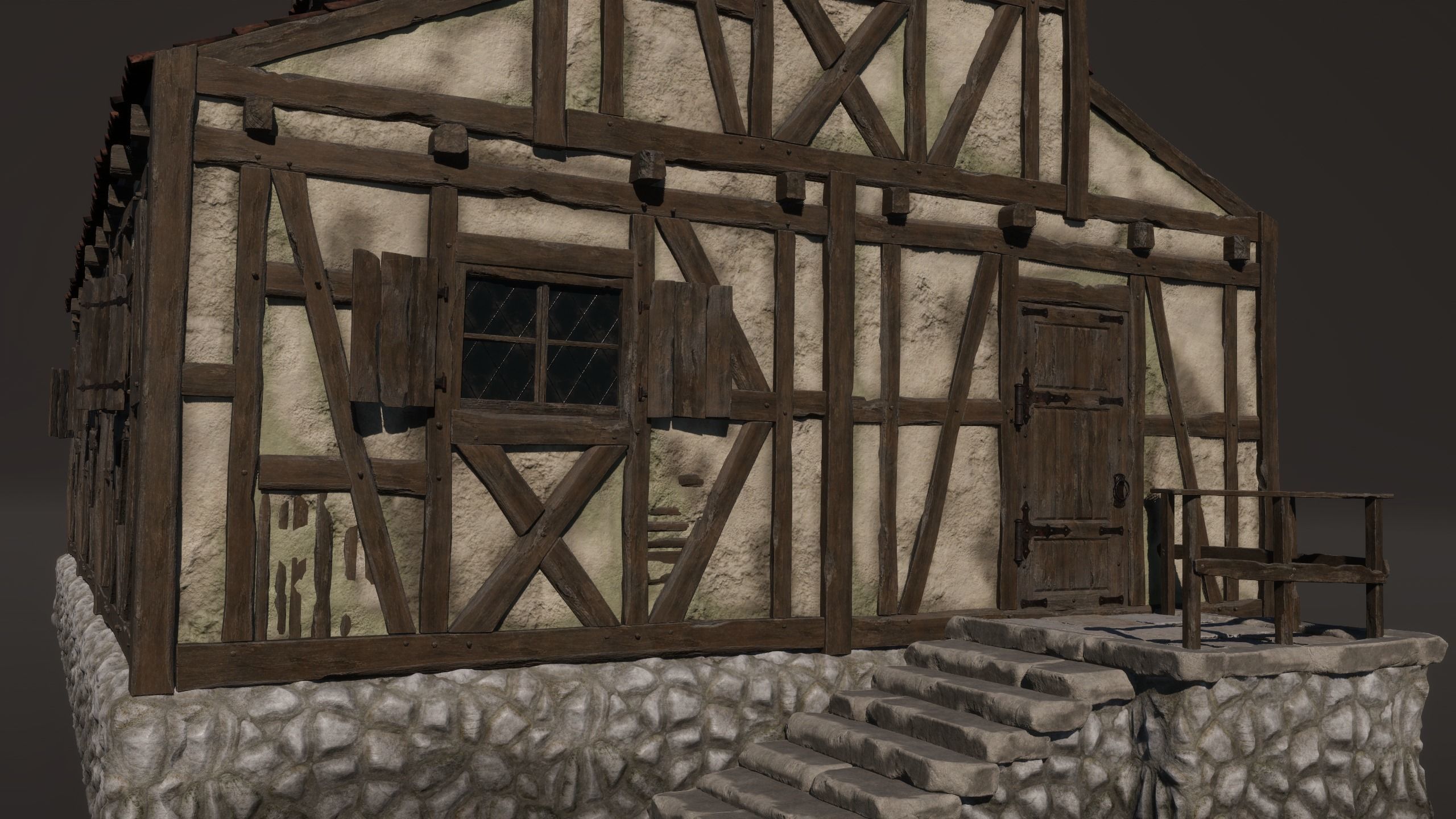 Medieval House 05 Game Ready Low-poly 3D model_6